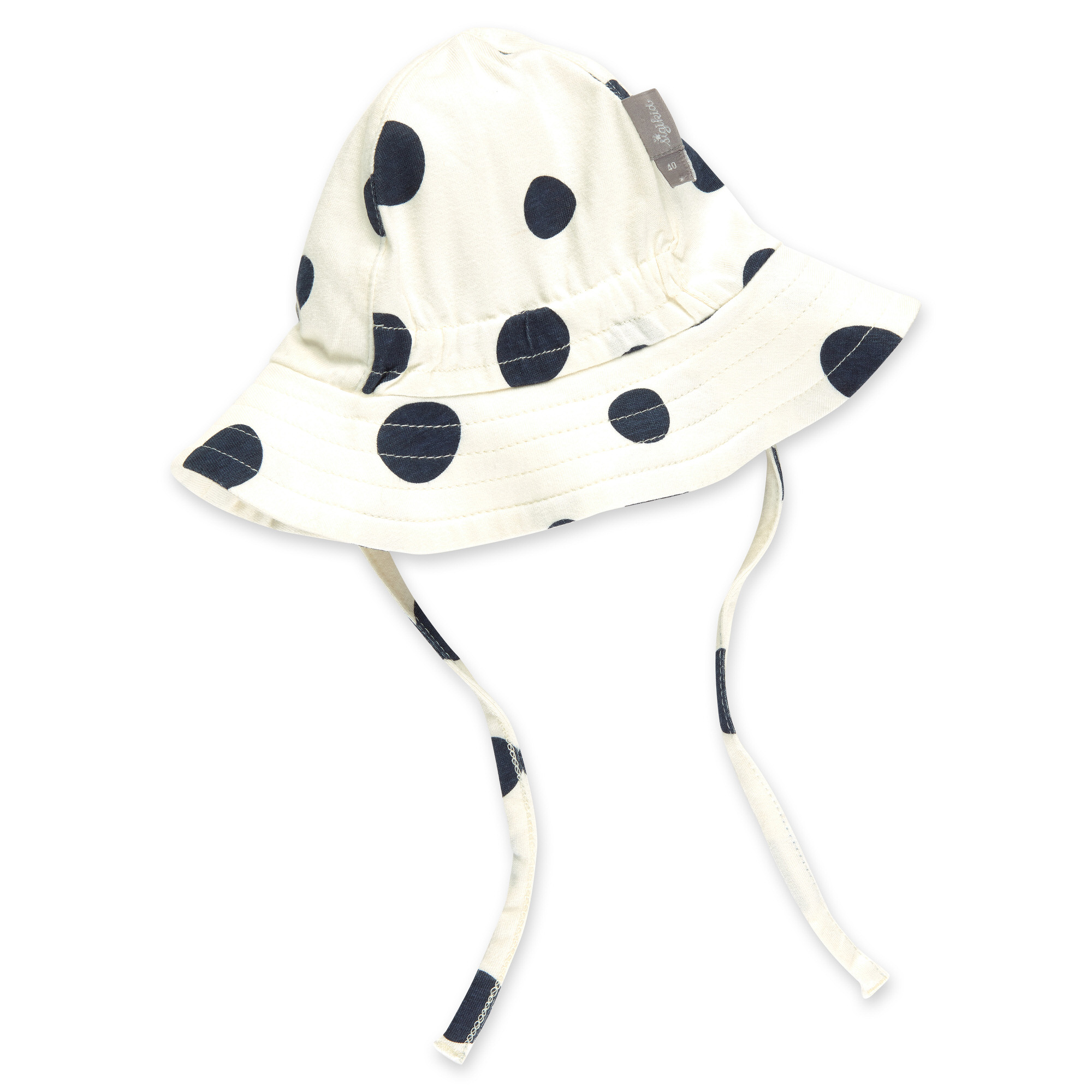 Brimmed sun hat for little girls, white/blue dots