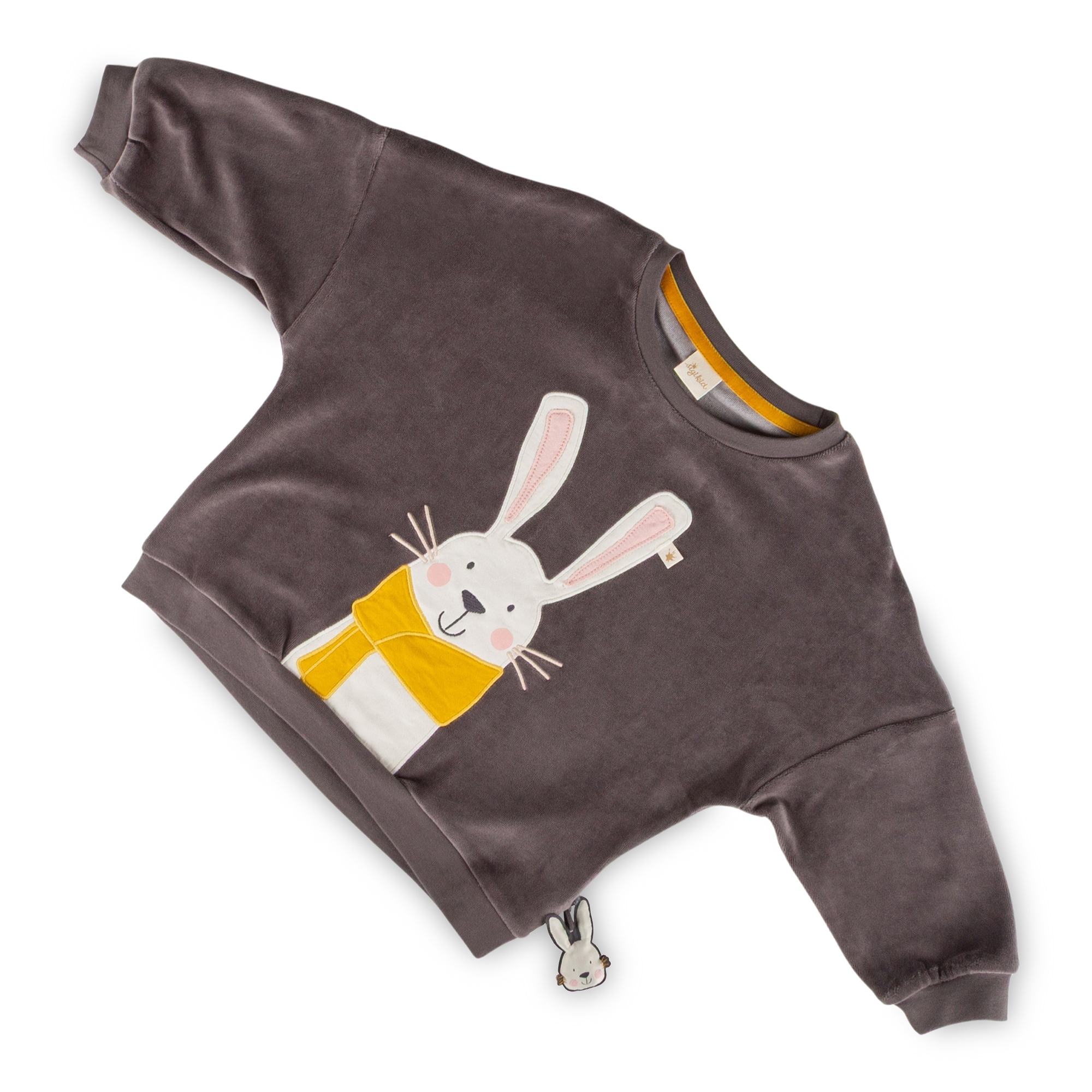 Children's oversized velour top Snow Bunny, dark grey
