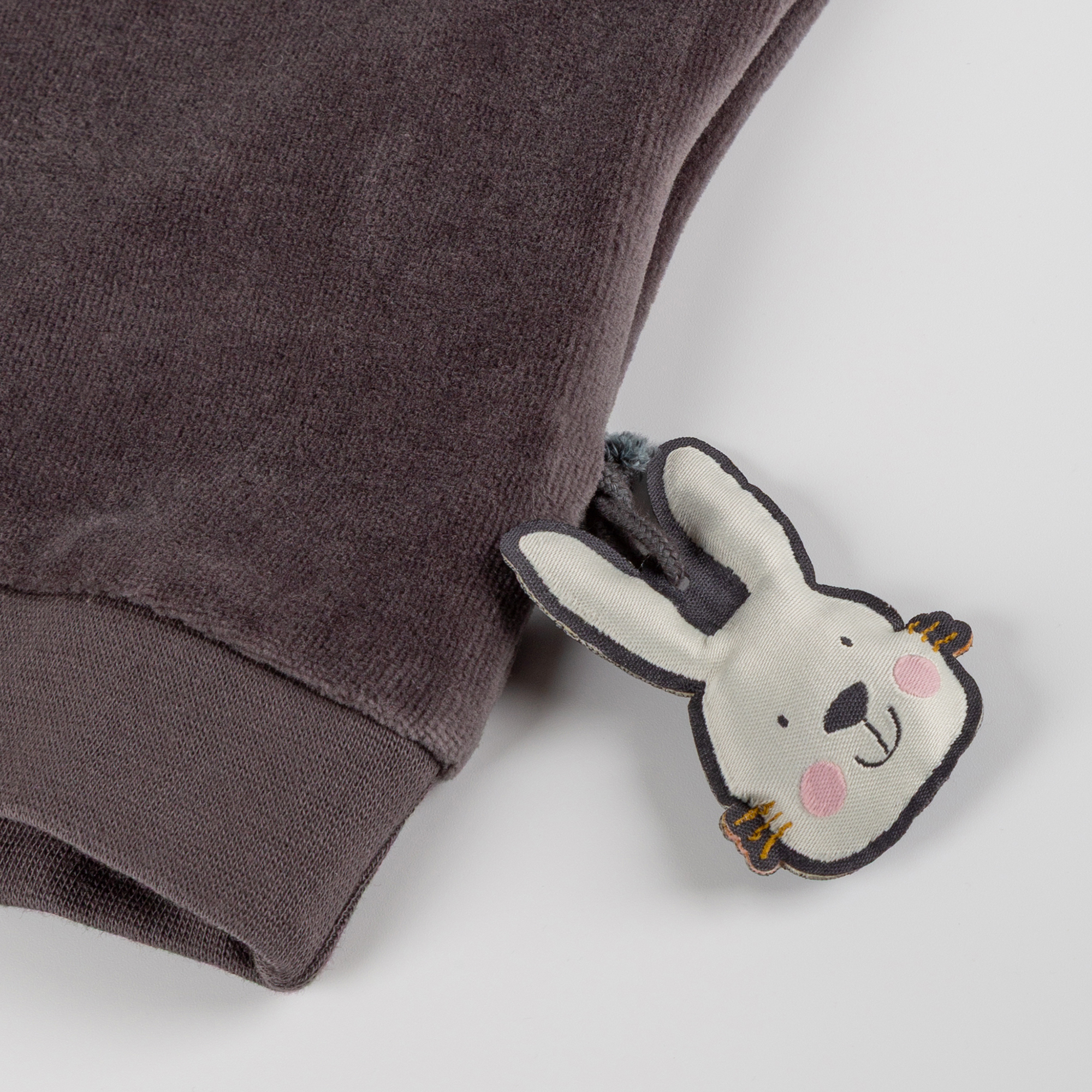 Children's oversized velour top Snow Bunny, dark grey