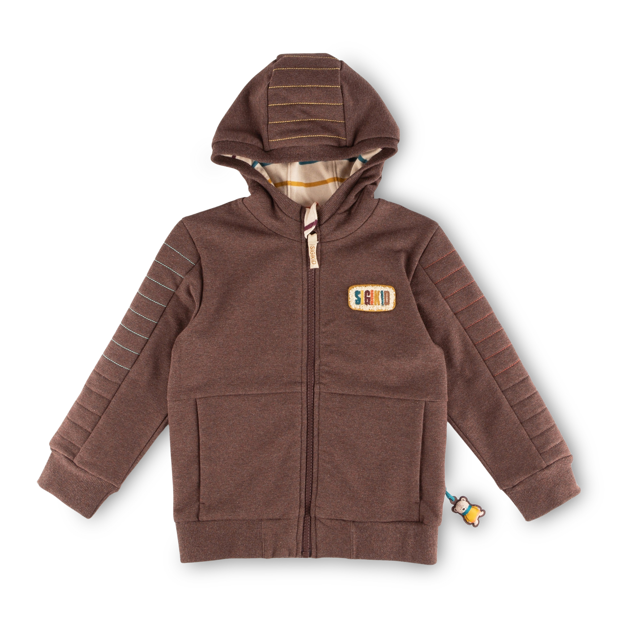 Children's hooded sweat jacket, partly quilted, Winter Animals