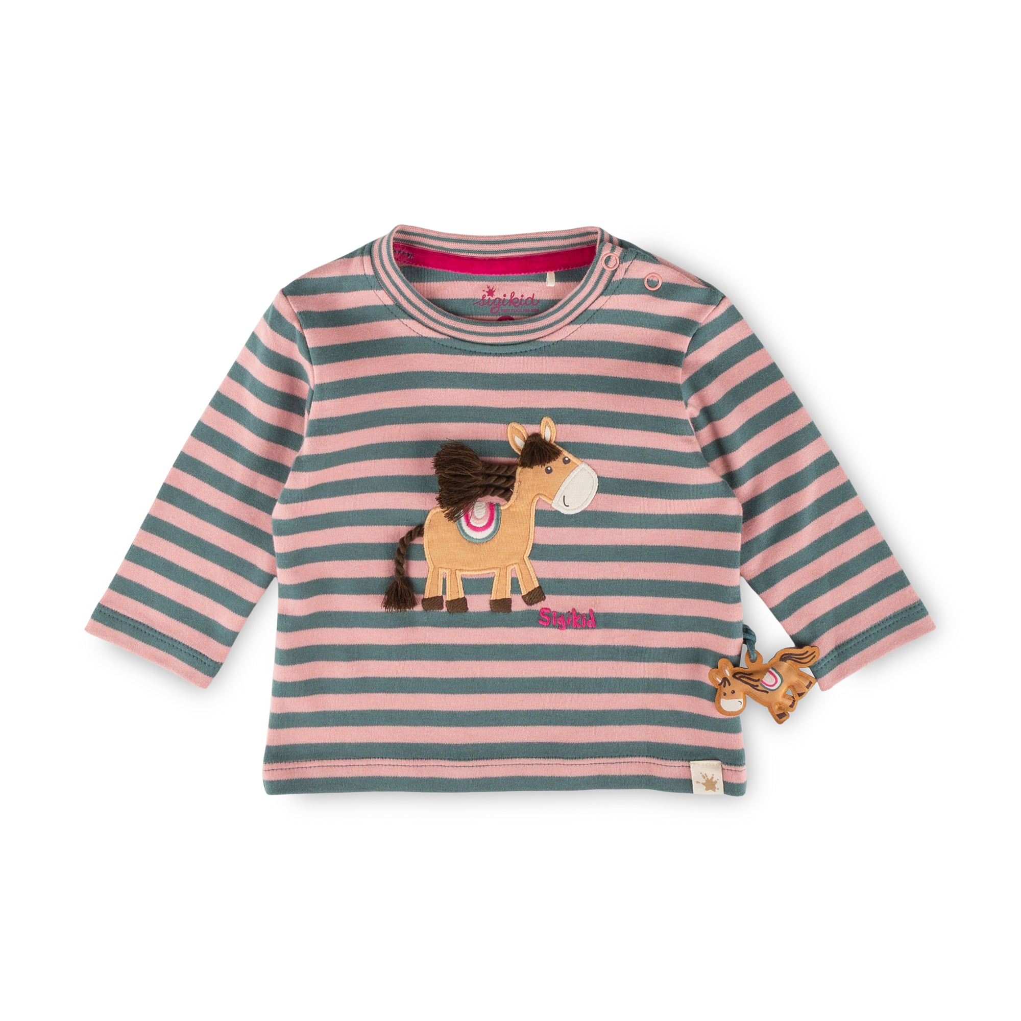 Baby Ringel Langarmshirt Pony Love, grün-rosa