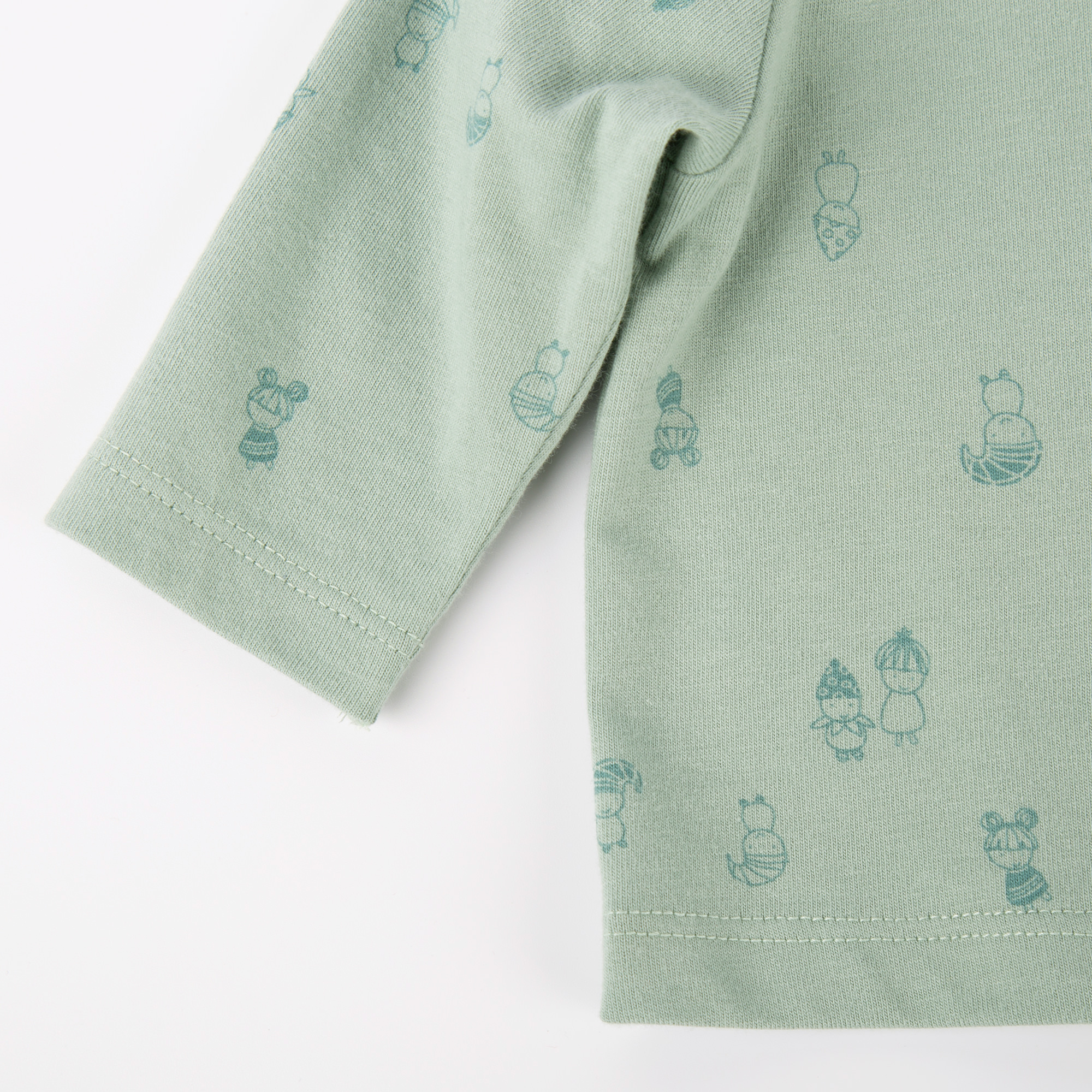 Newborn baby long sleeve Tee, mint green, print design