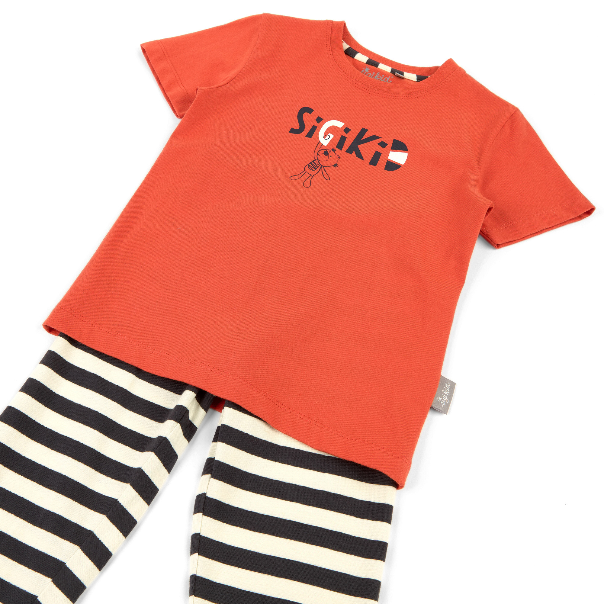 Children's summer pyjamas, red & black/white striped
