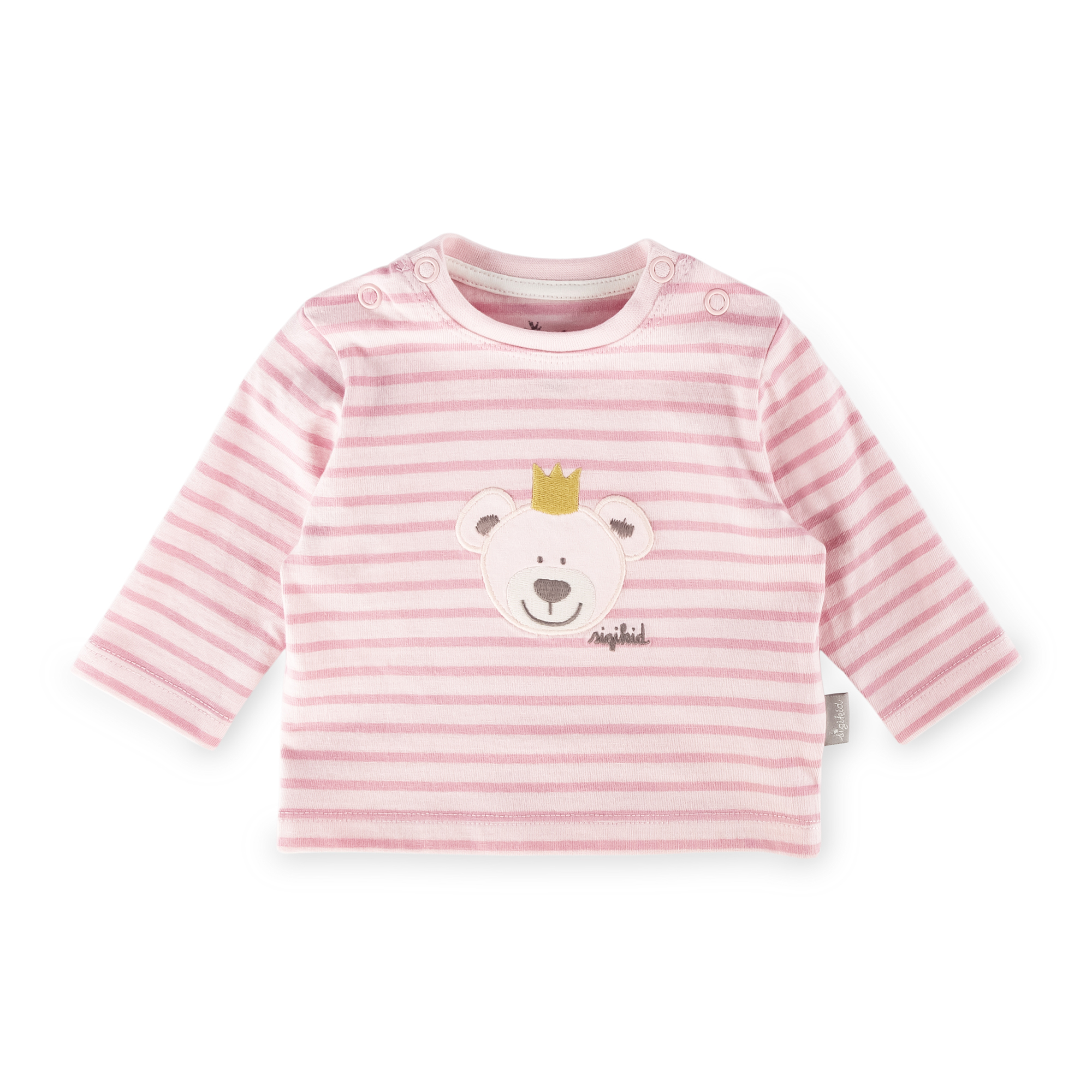 Baby Langarm Ringelshirt Krönchen Bär, rosa Baby Langarm Ringelshirt Krönchen Bär, rosa