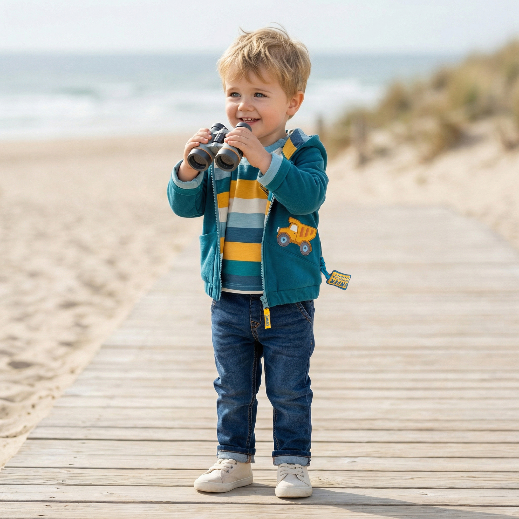 Reversible baby jacket, interlined, Tractor & Co