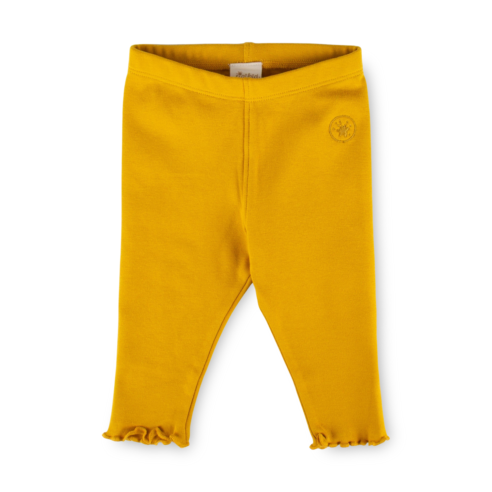 Baby Leggings Schneehase mit Kräuselsaum, gelb