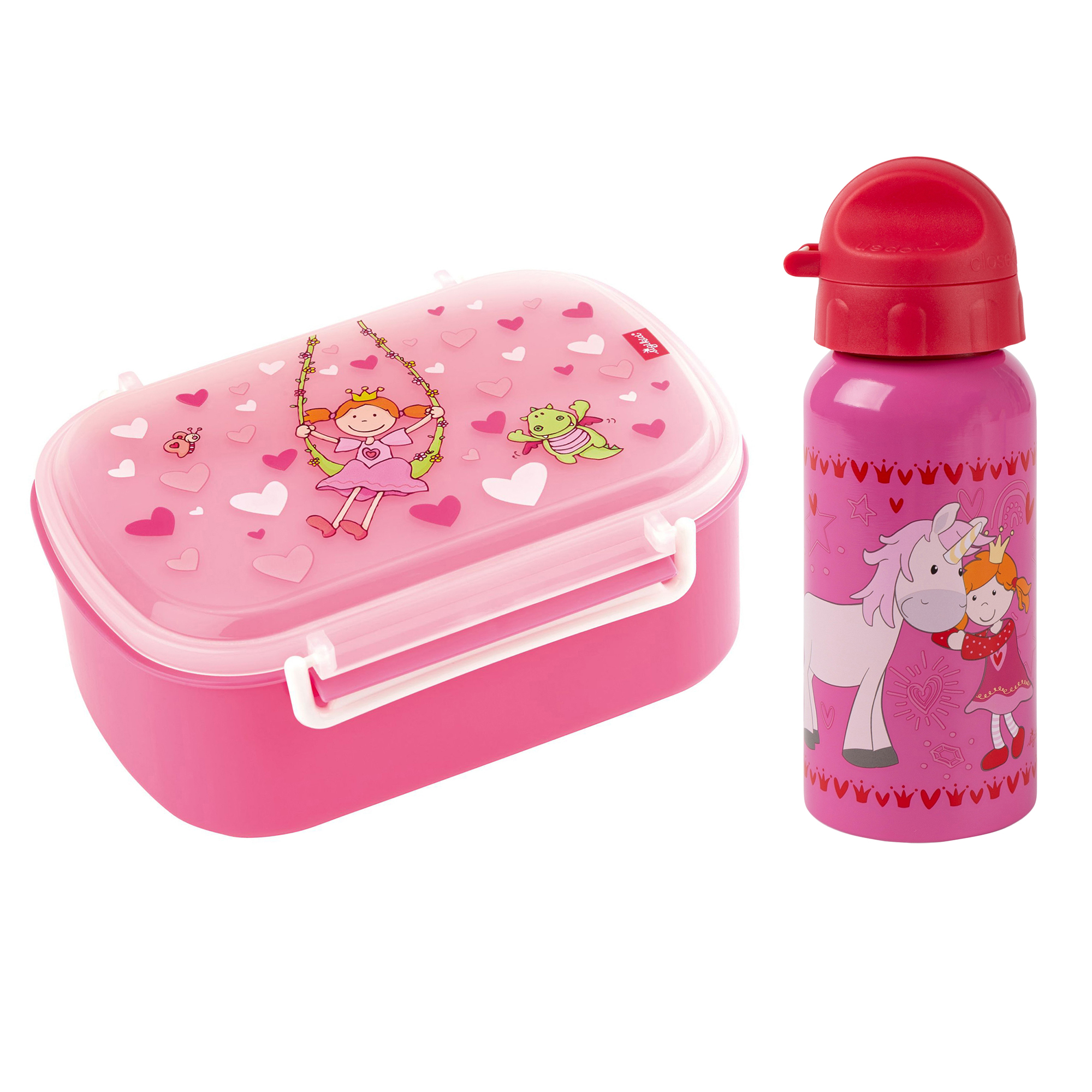Children's stainless steel bottle 400 0 ml & lunch box pinky queeny