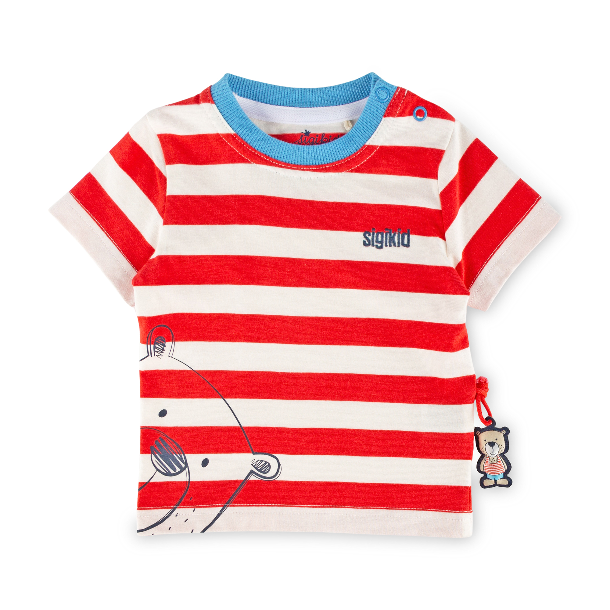 Baby T-Shirt Bär, rot-weiß gestreift