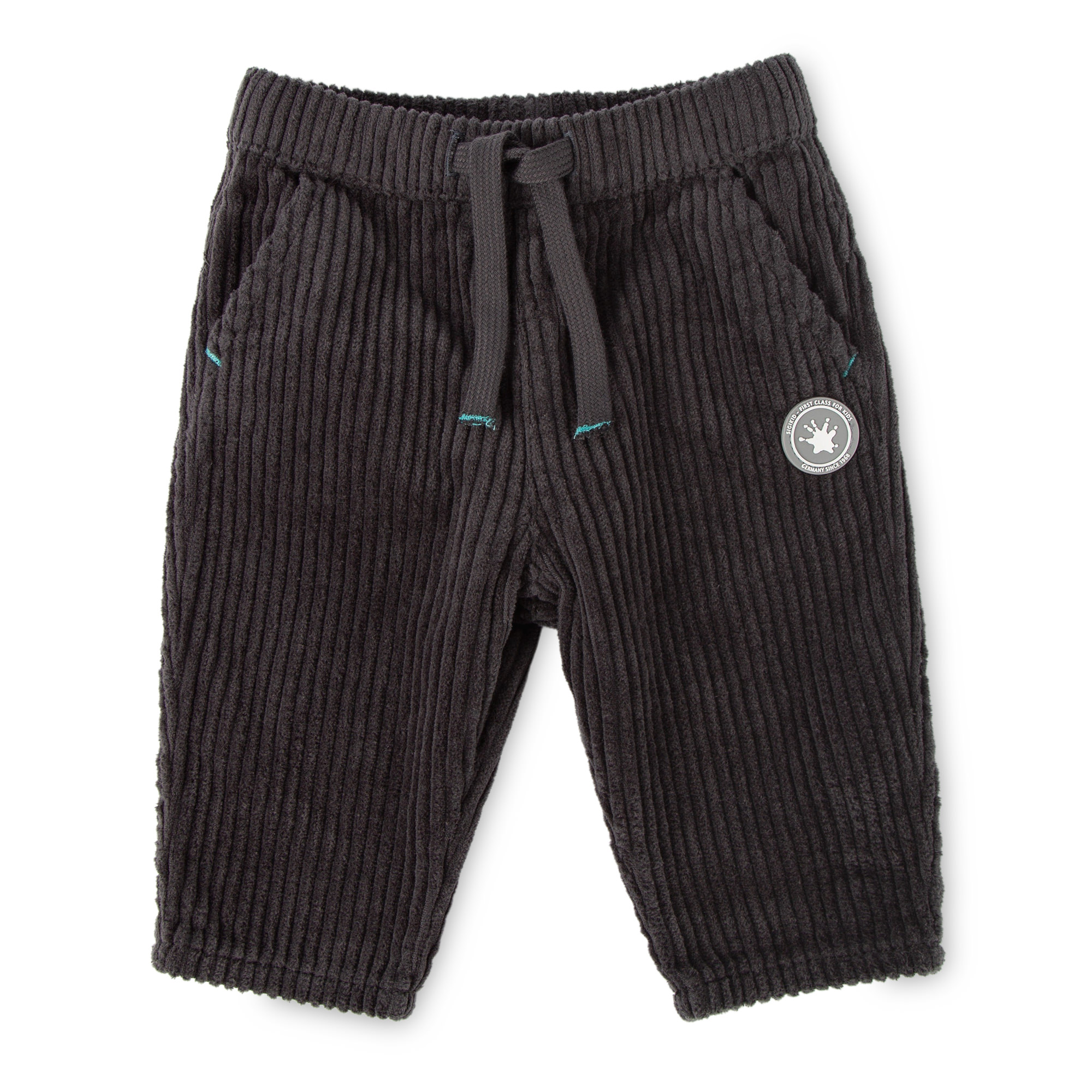 Corduory baby pants with pockets, dark grey