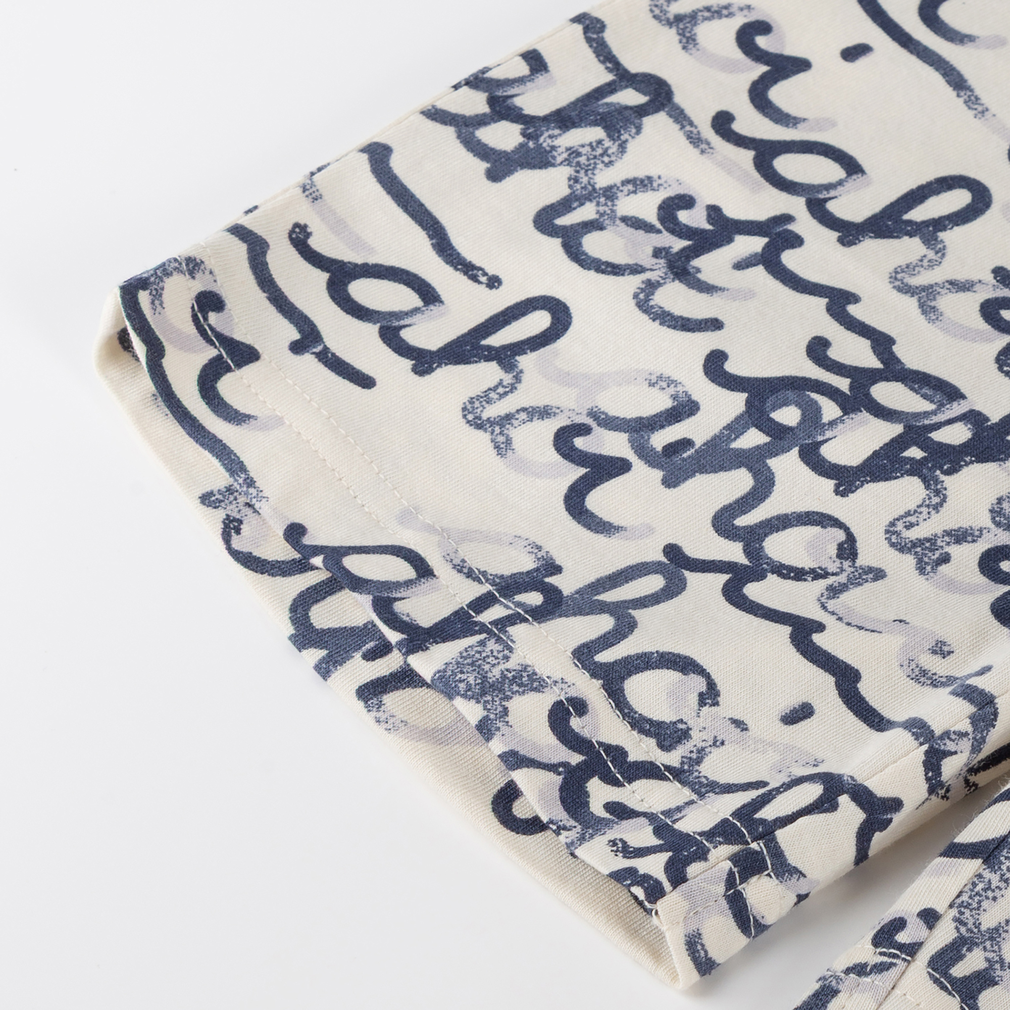 Kinder Bermuda "Ahoi" Print, weiß mit blau