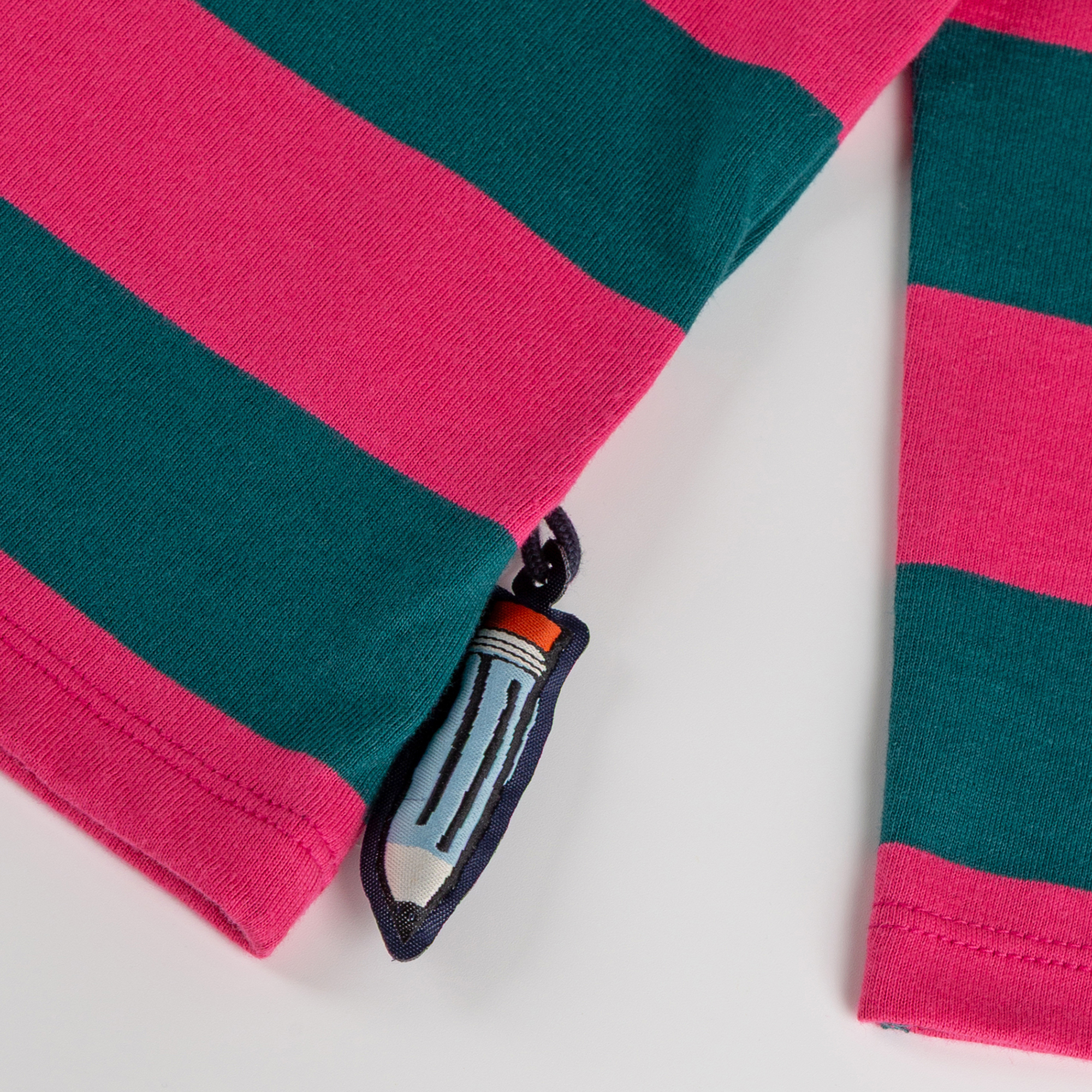 Children's long sleeve Tee roe deer, green/pink striped