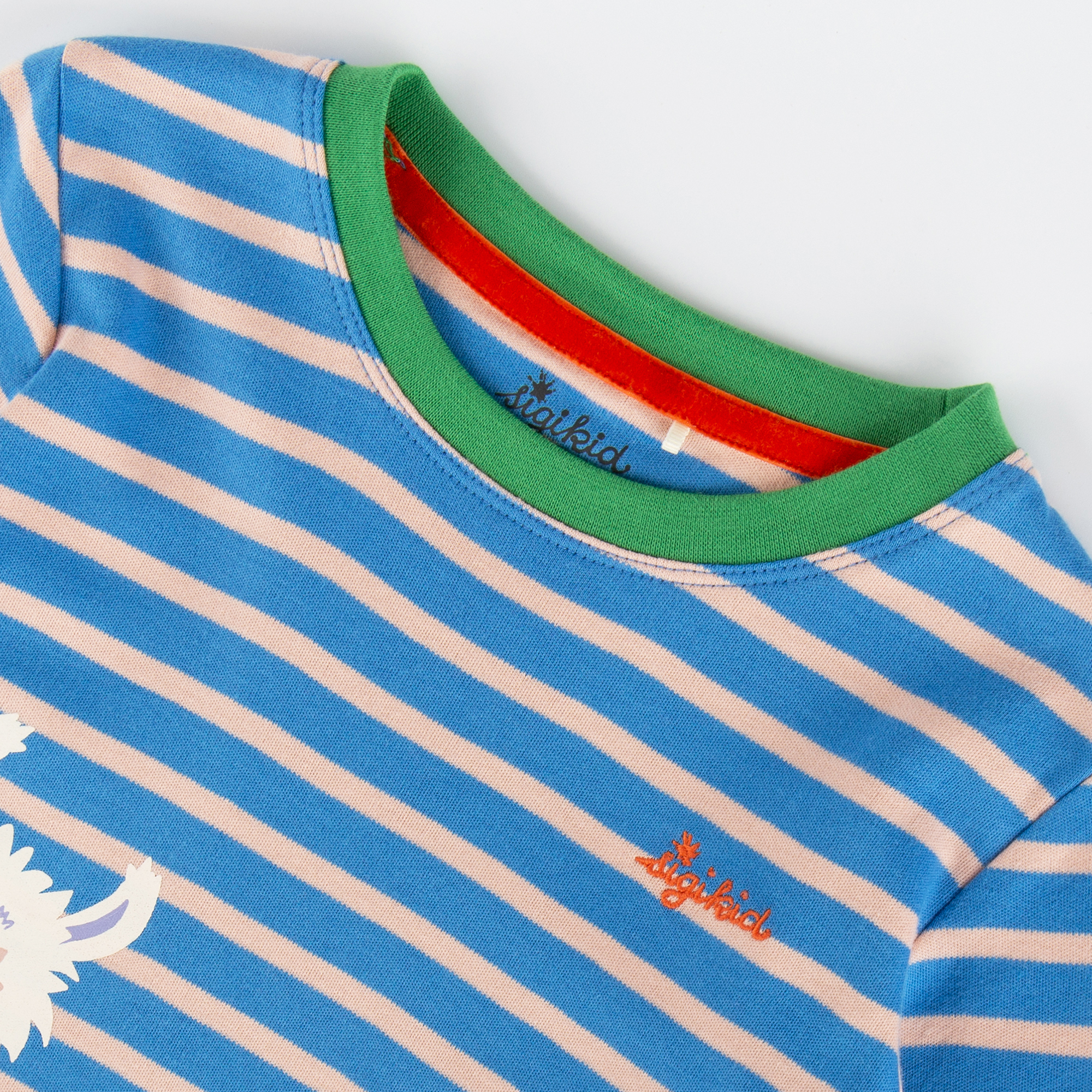 Blue striped children's long-sleeve Tee Crazy Llama