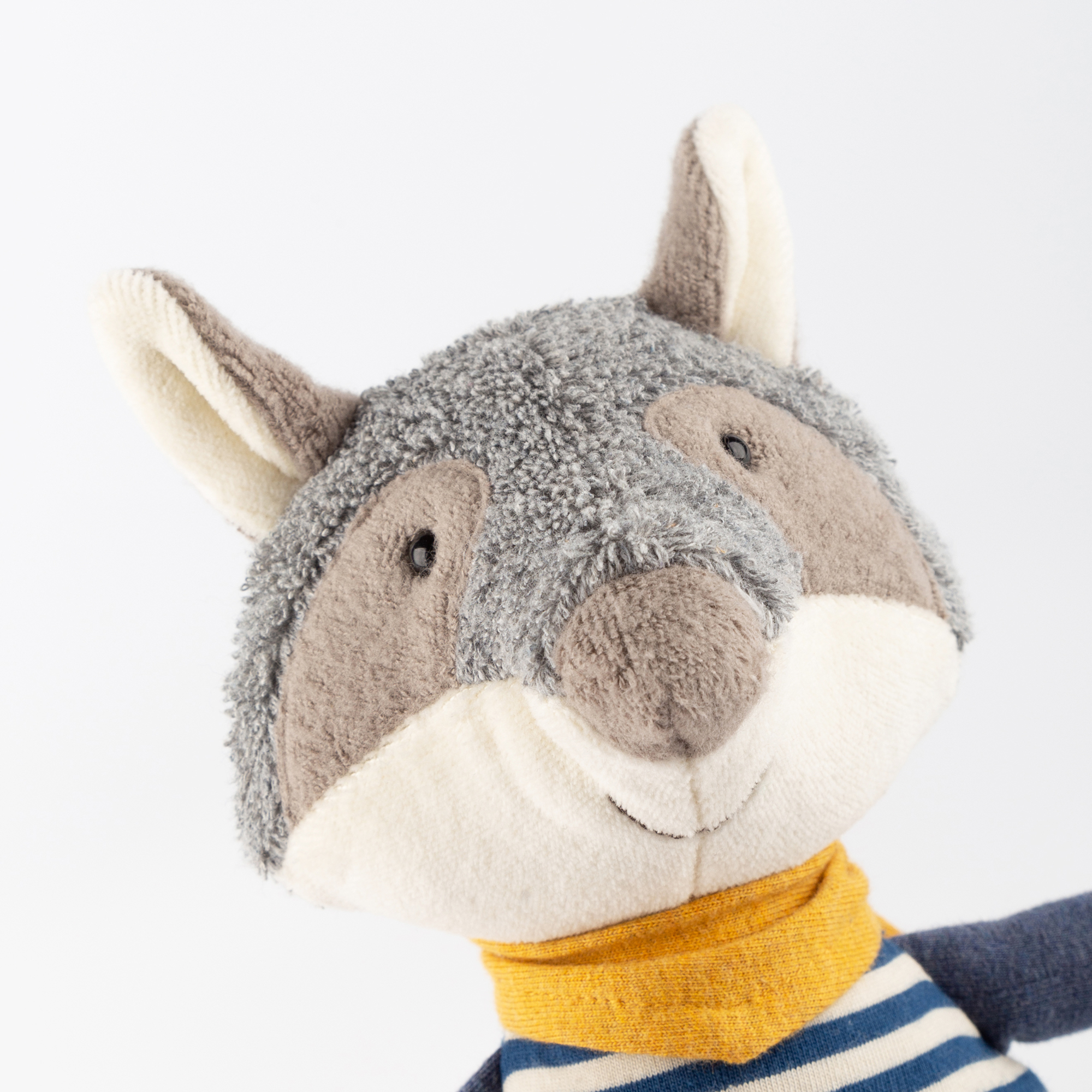 Musical soft toy racoon, soft cotton terry