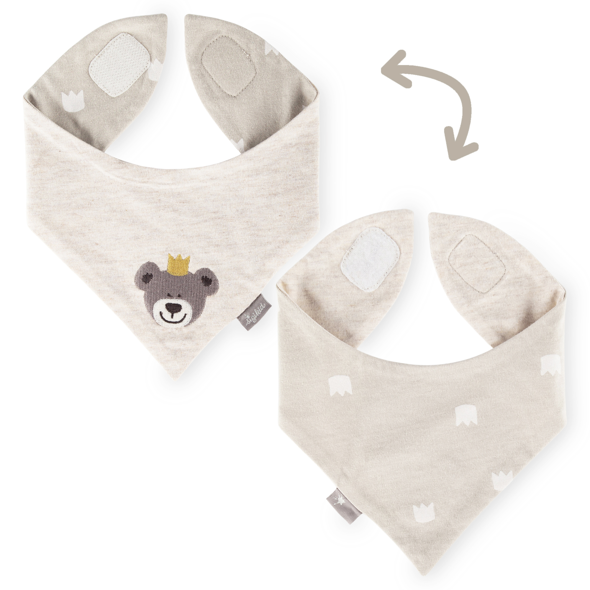Baby Wende Halstuch Krönchen Bär, naturweiß Baby Wende Halstuch Krönchen Bär, naturweiß
