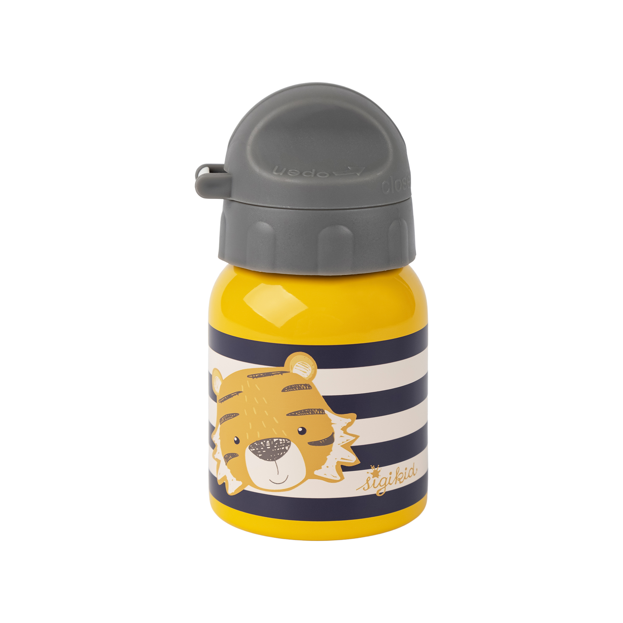 Kids' drink bottle tiger 250 ml, stainless steel