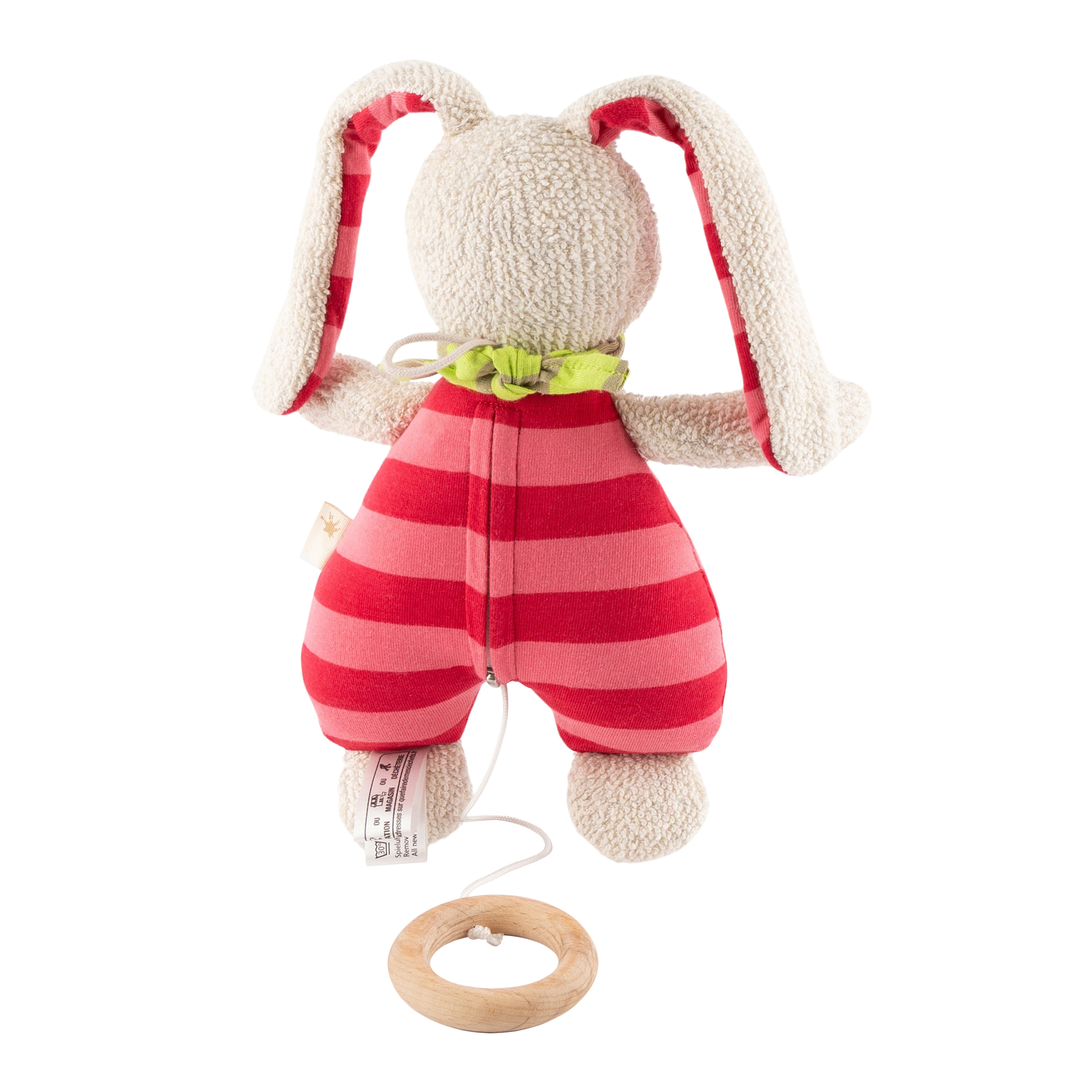 Musical soft toy bunny, cotton terry cloth