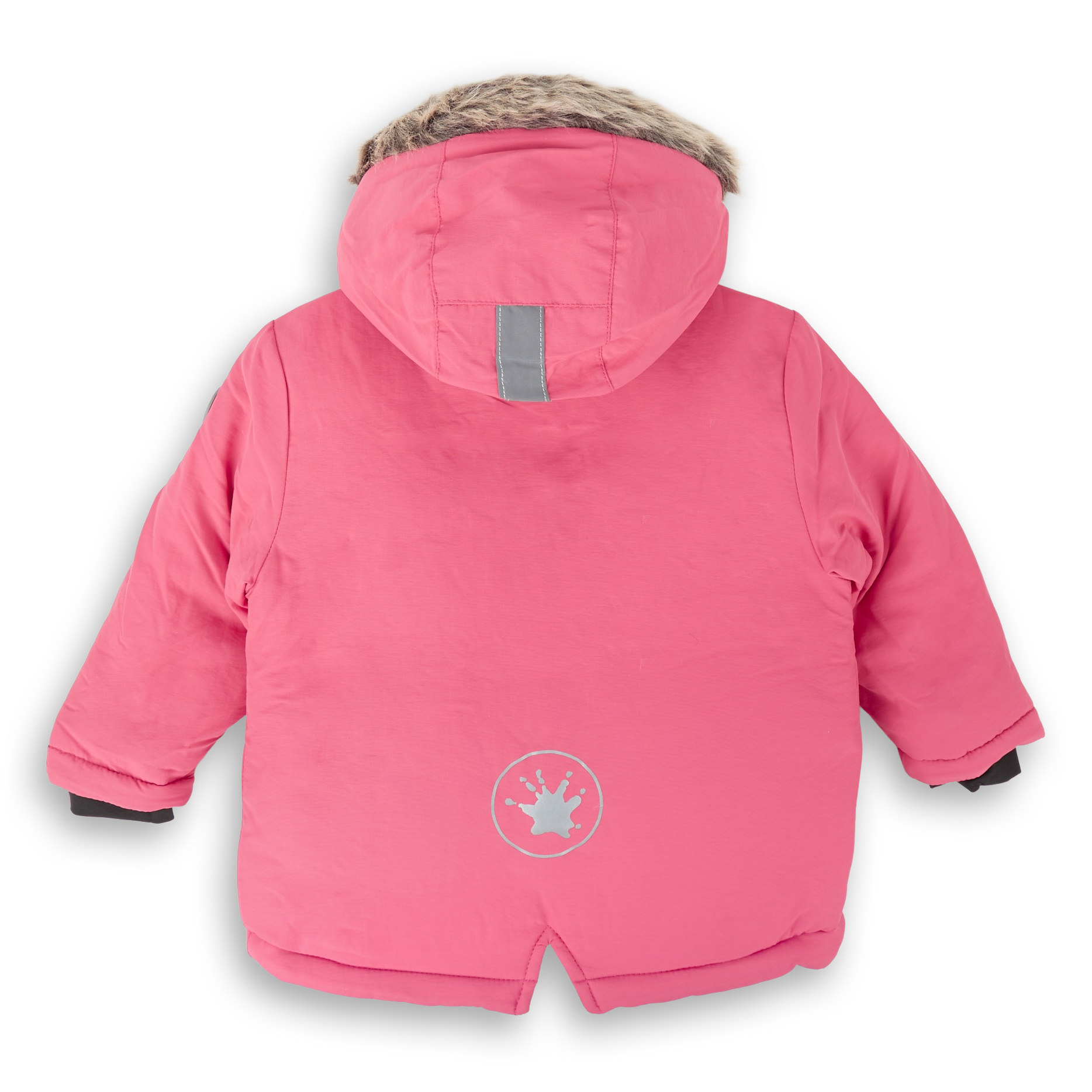Pink insulated hooded winter jacket for baby and toddler girls