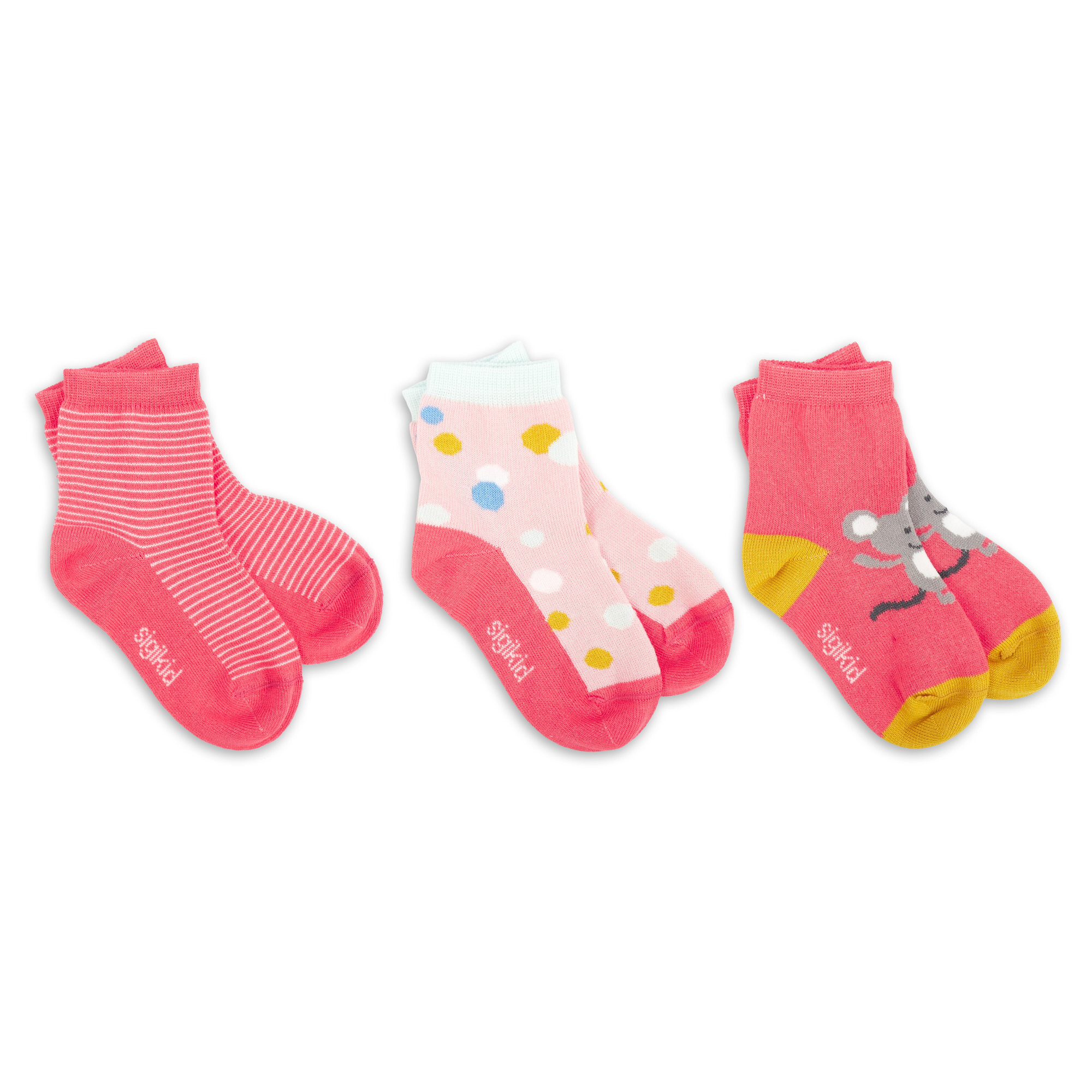 3 pair set baby socks coral pink/pastel pink