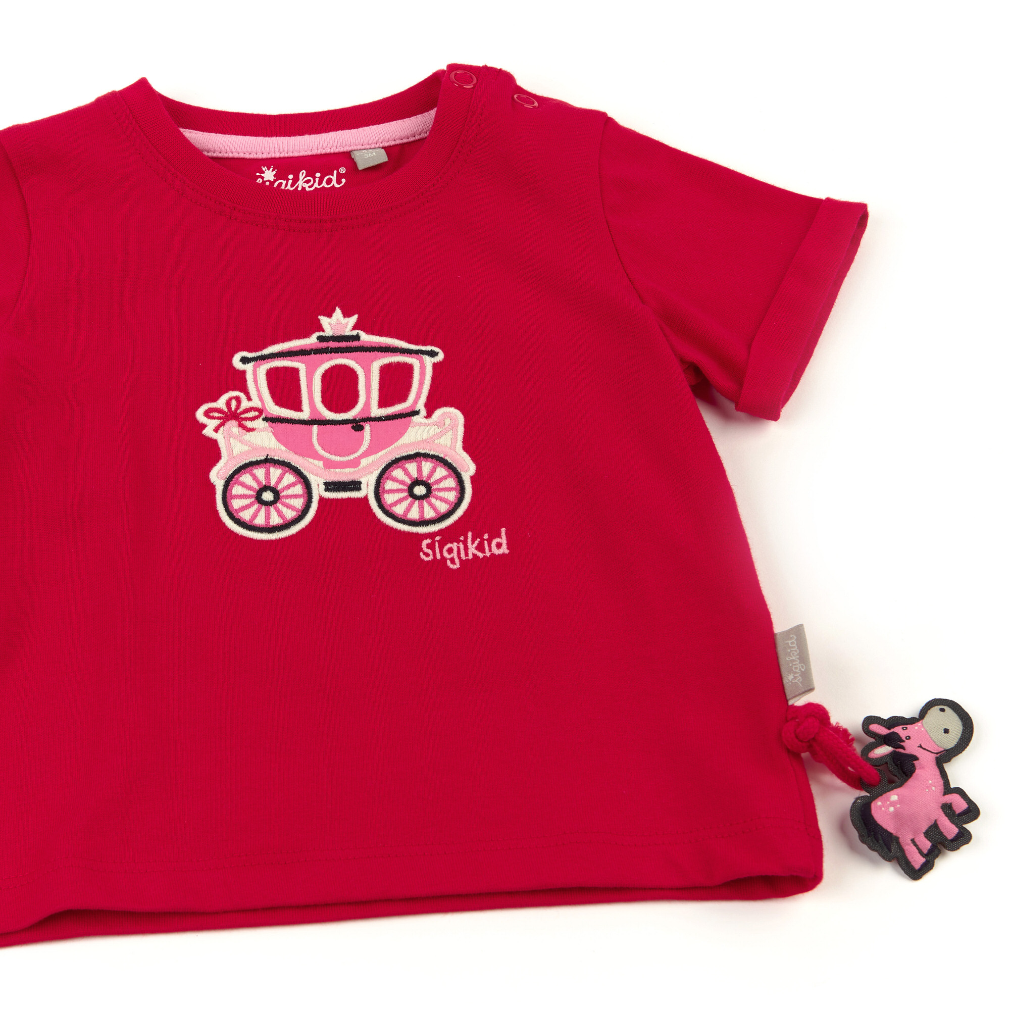Rotes Baby T-Shirt mit Märchenkutsche Motiv