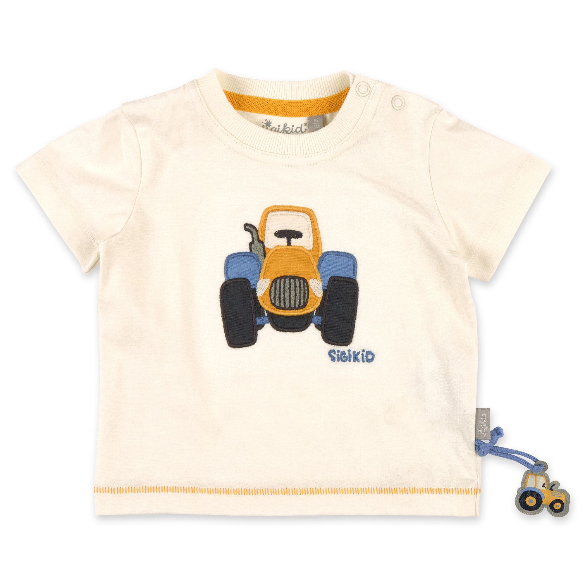 Cream white baby T-shirt tractor