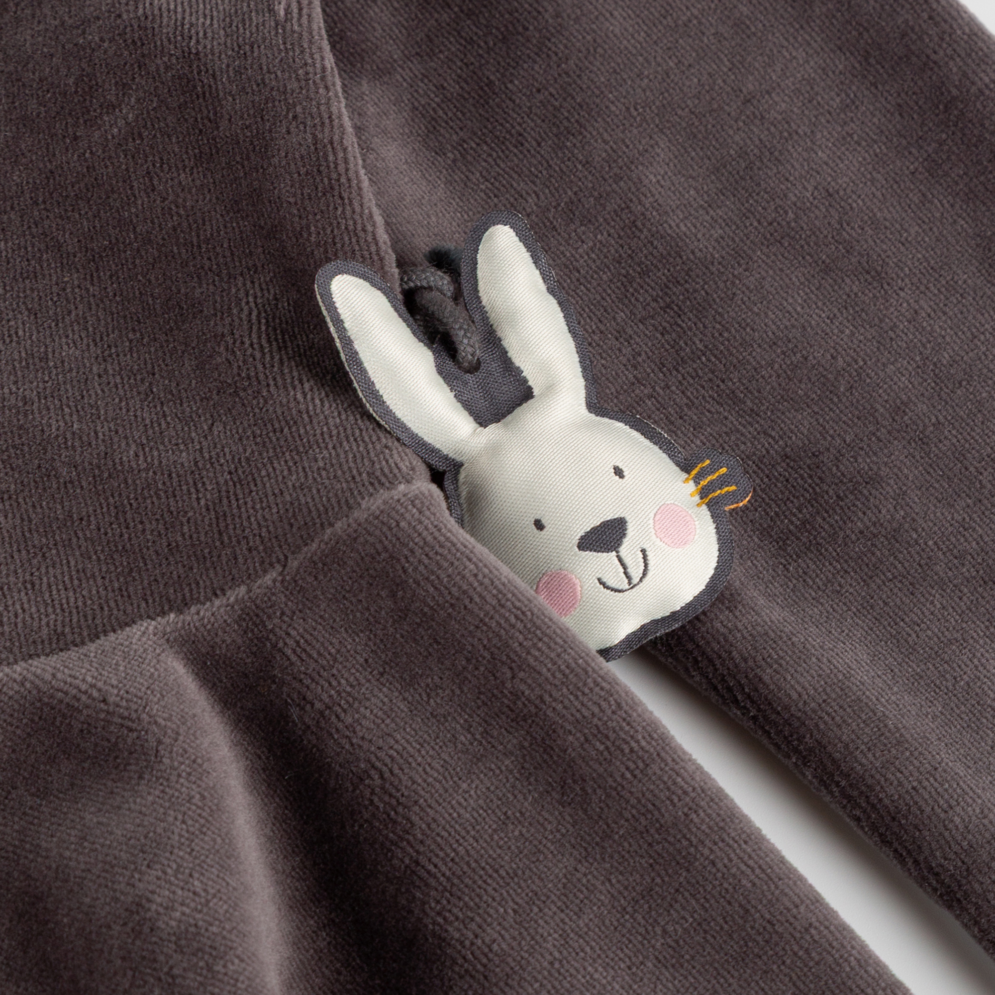 Twirly girls' velour dress Snow Bunny, dark grey