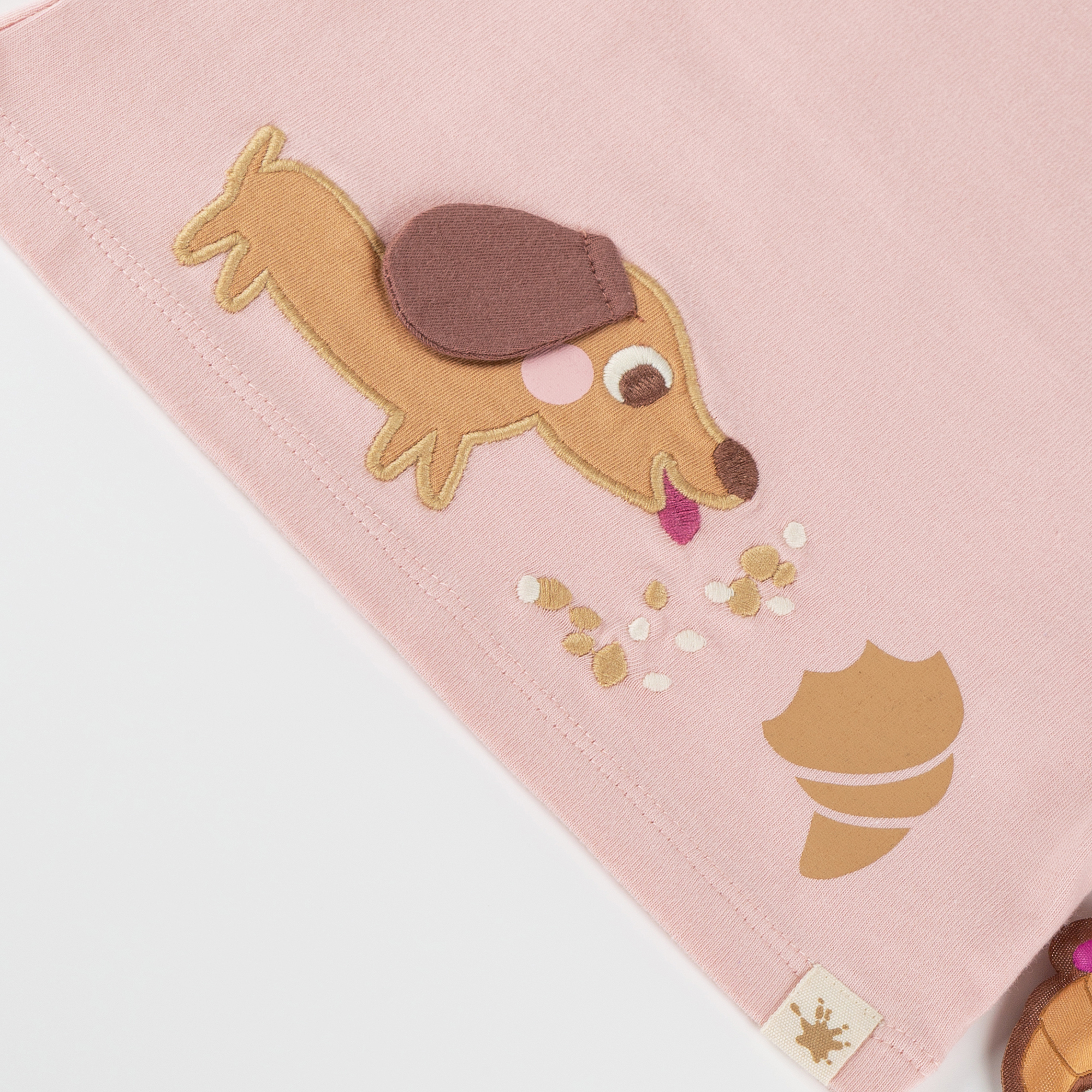 Rosa Baby Langarmshirt Hund, Petit Croissant