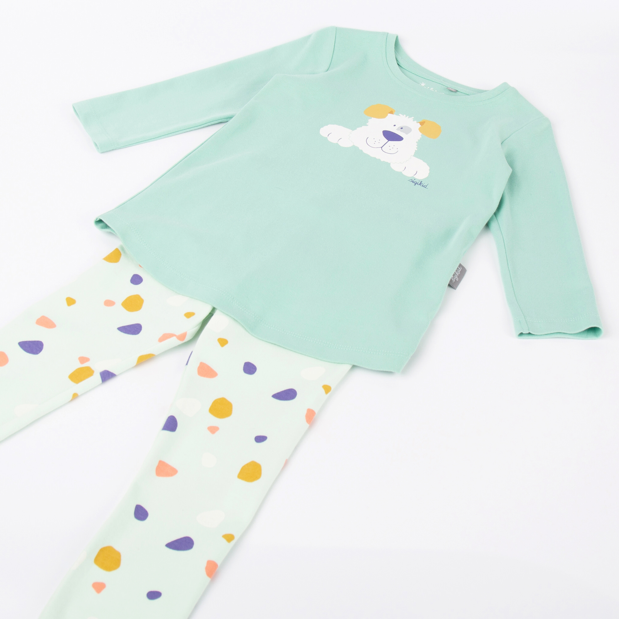 Two piece children's pyjamas dog, mint green