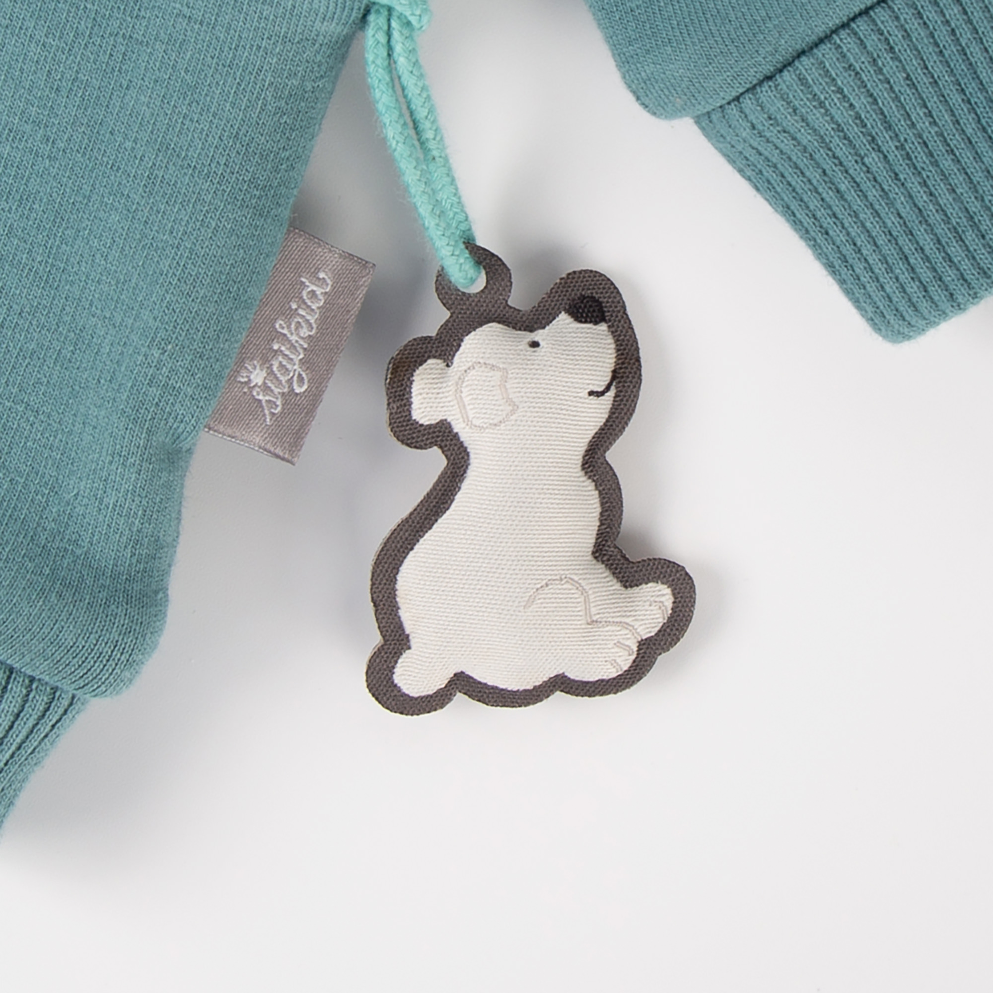 Cosy baby sweatshirt little polar bear, jade green