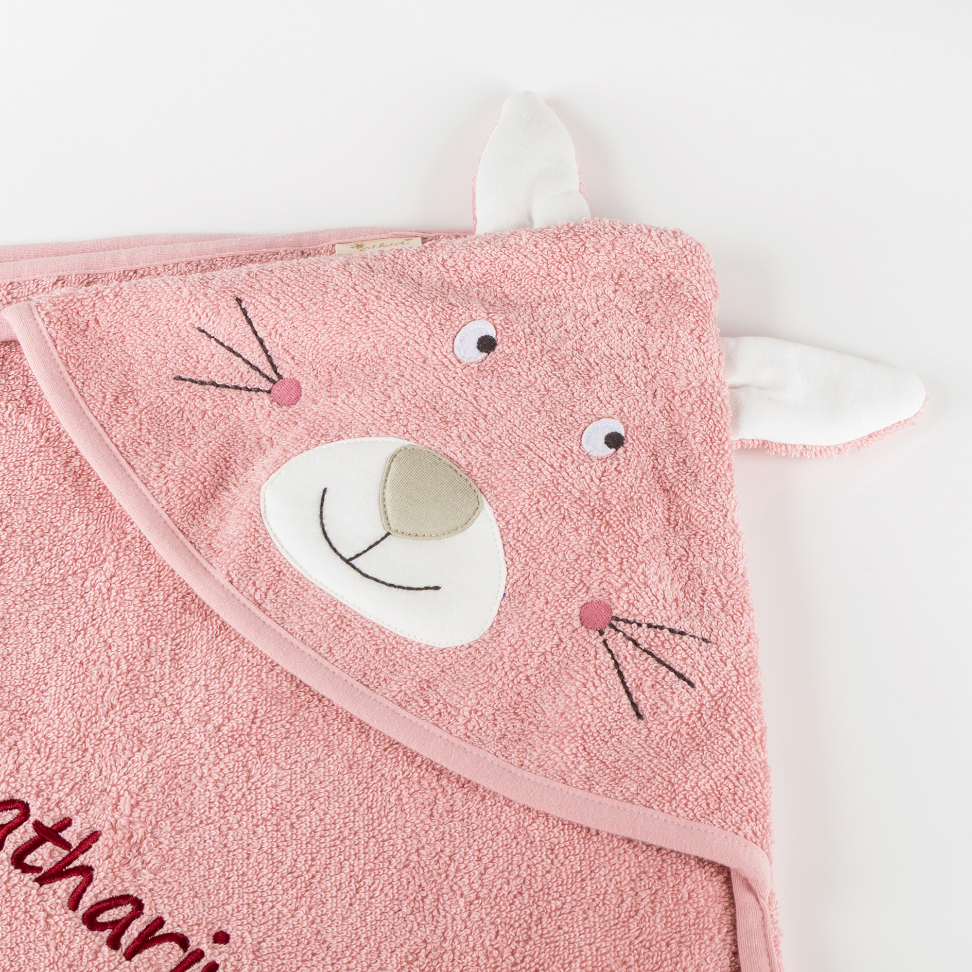 Children's bath towel bunny hood, personalised
