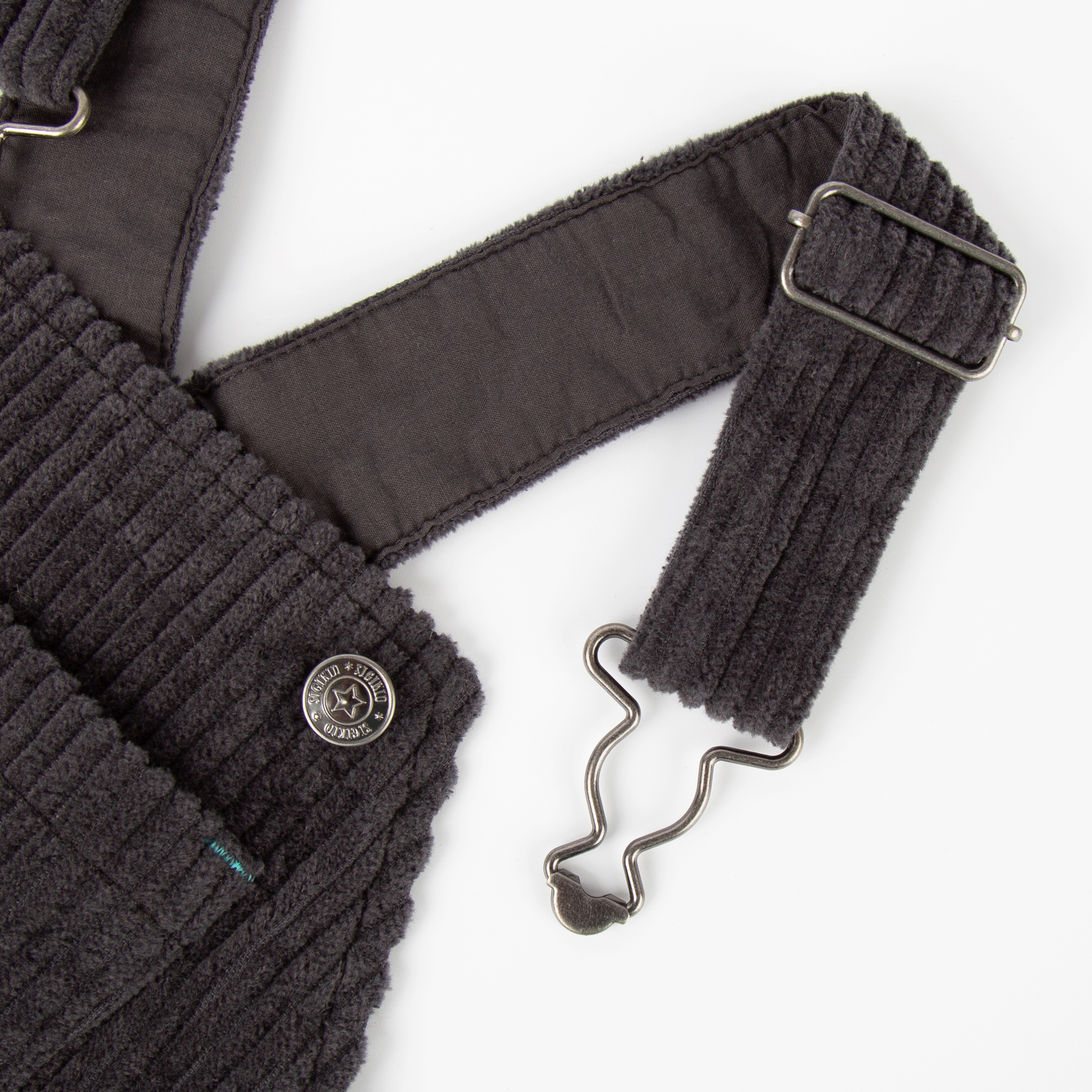 Kids' corduroy dungarees with adjustable straps, dark grey Kids' corduroy dungarees with adjustable straps, dark grey