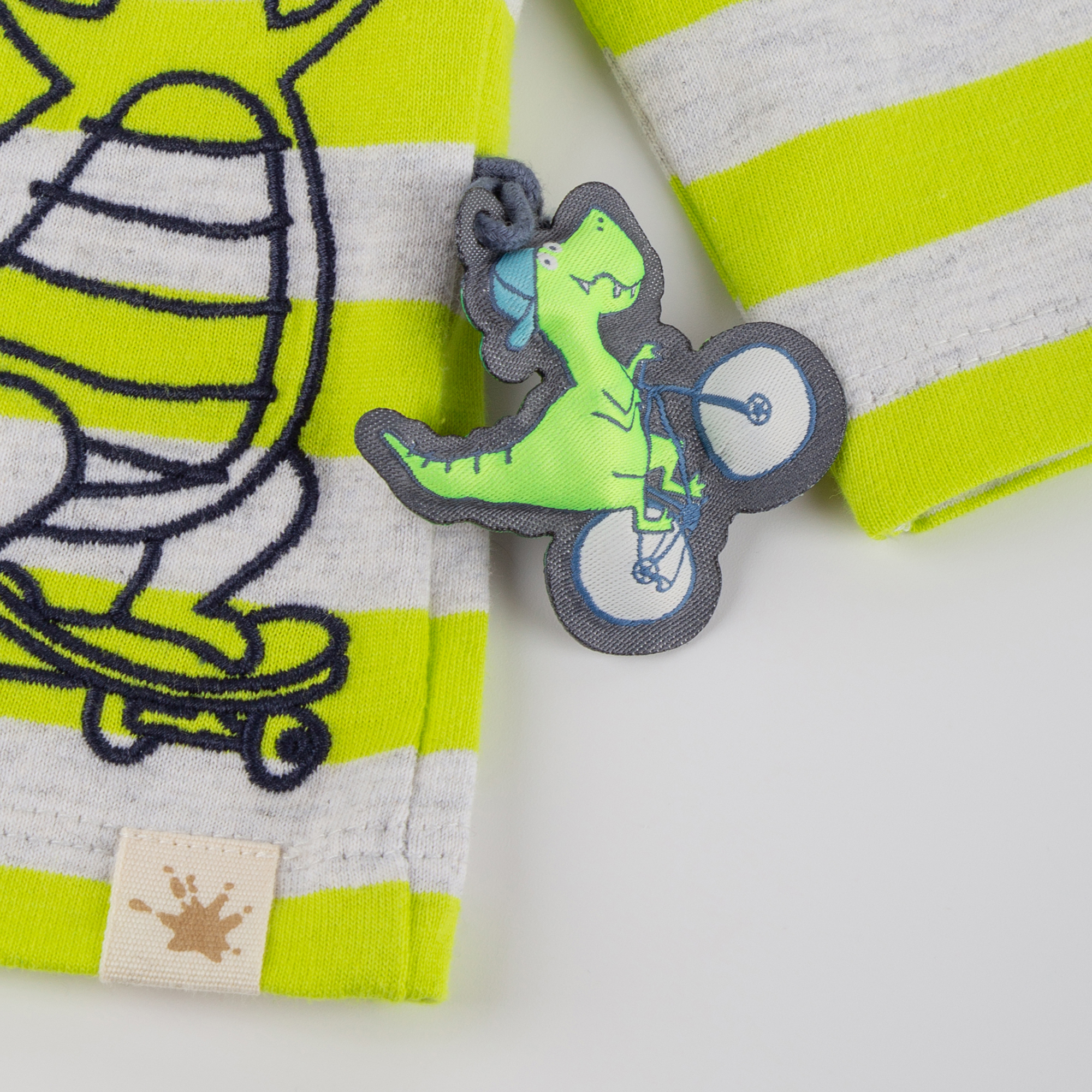 Baby Langarmshirt Sporty Dino, gelb-weiß gestreift Baby Langarmshirt Sporty Dino, gelb-weiß gestreift