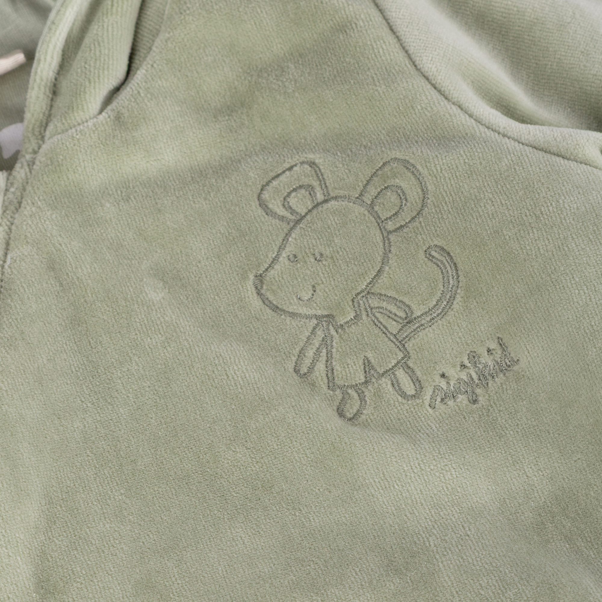 Newborn baby velour overall, foldable cuffs, wadded, green