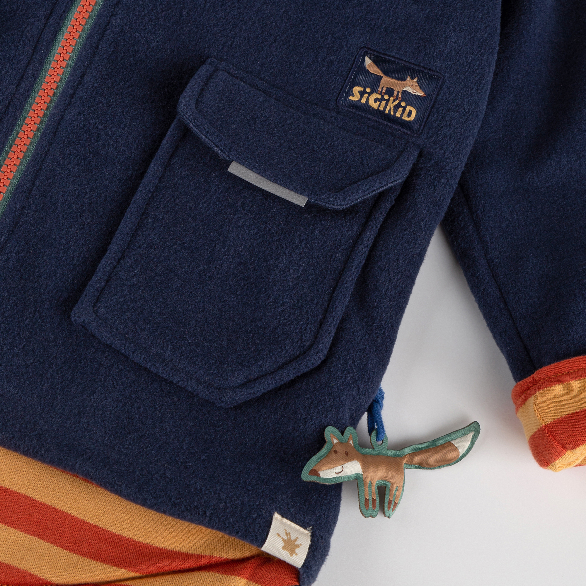 Kinder Fleecejacke mit Kapuze Wild Fox, dunkelblau Kinder Fleecejacke mit Kapuze Wild Fox, dunkelblau