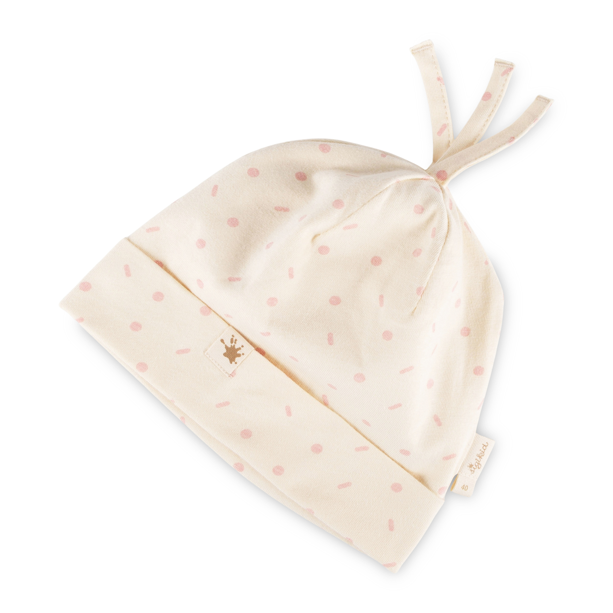 Babymütze cremeweiß/rosa, Petit Croissant