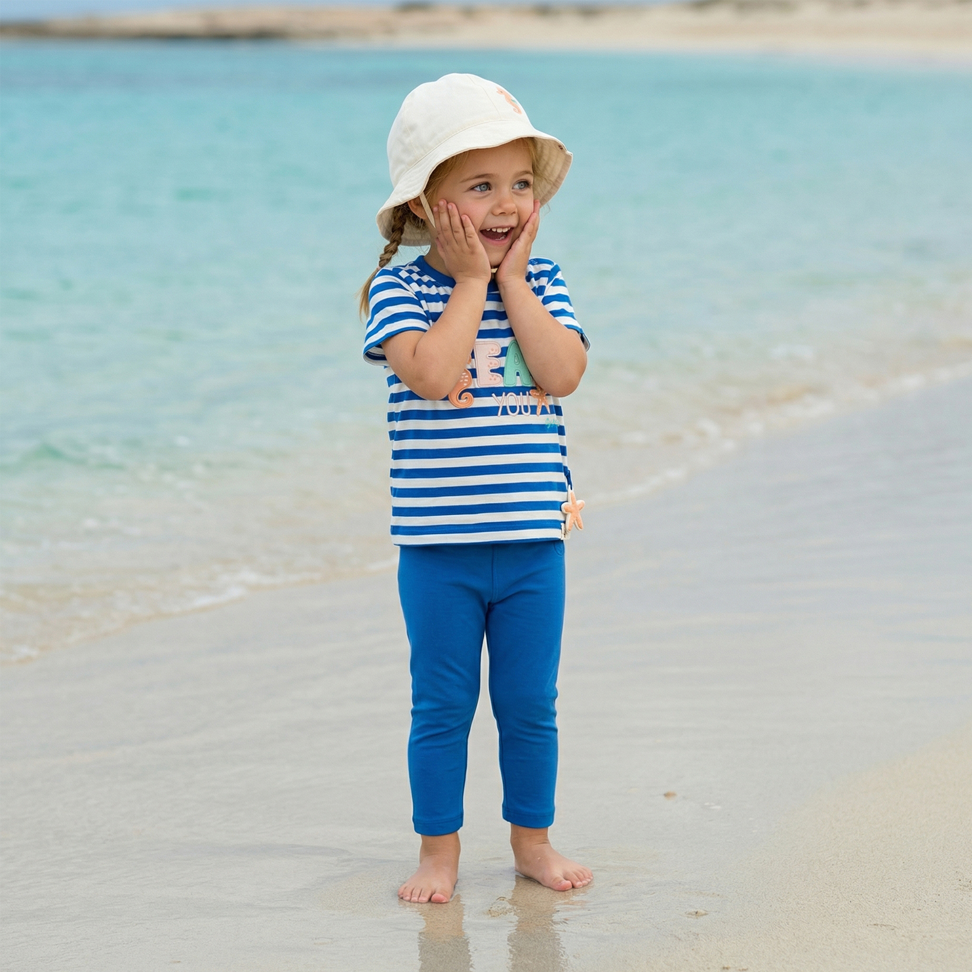 Baby Ringel T-Shirt Strand, blau-weiß