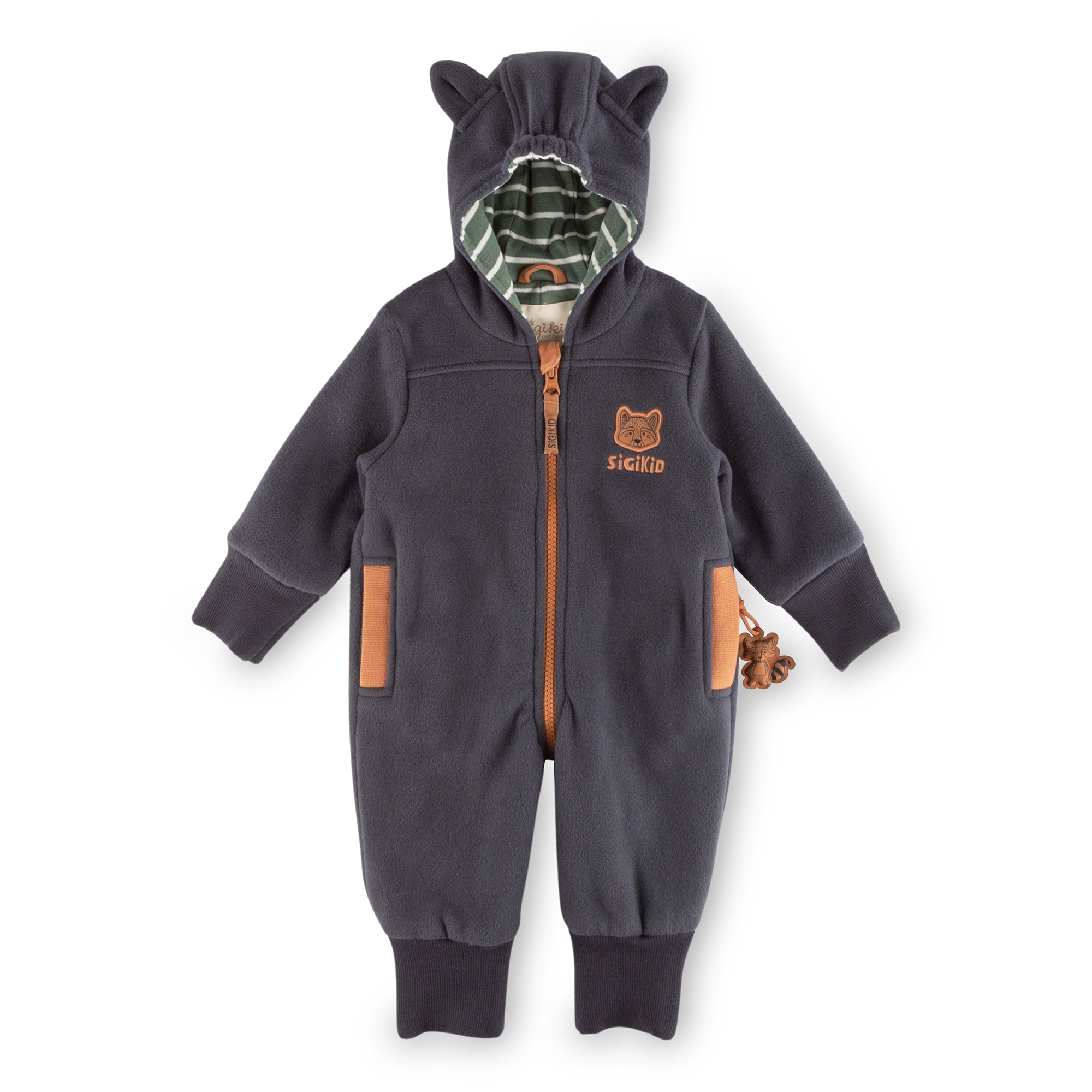 Baby fleece overall pramsuit raccoon dark grey