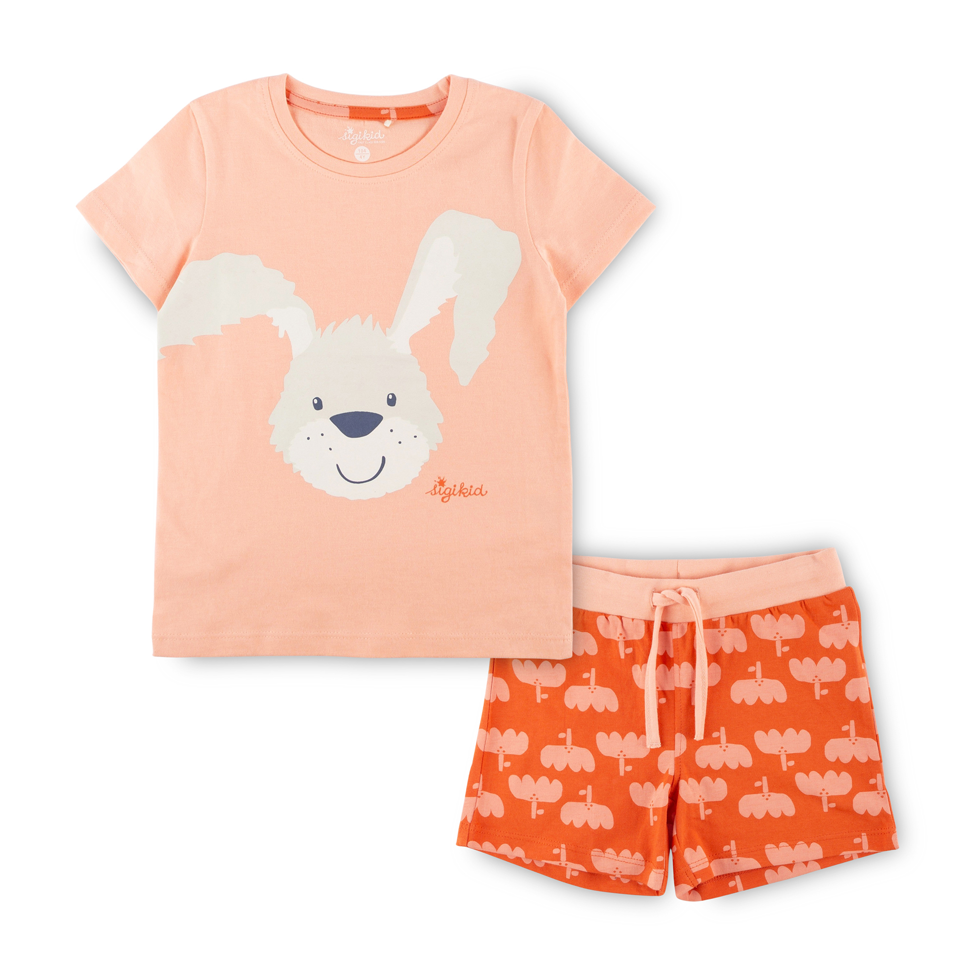Children's shorty pyjamas bunny, apricot/red Children's shorty pyjamas bunny, apricot/red