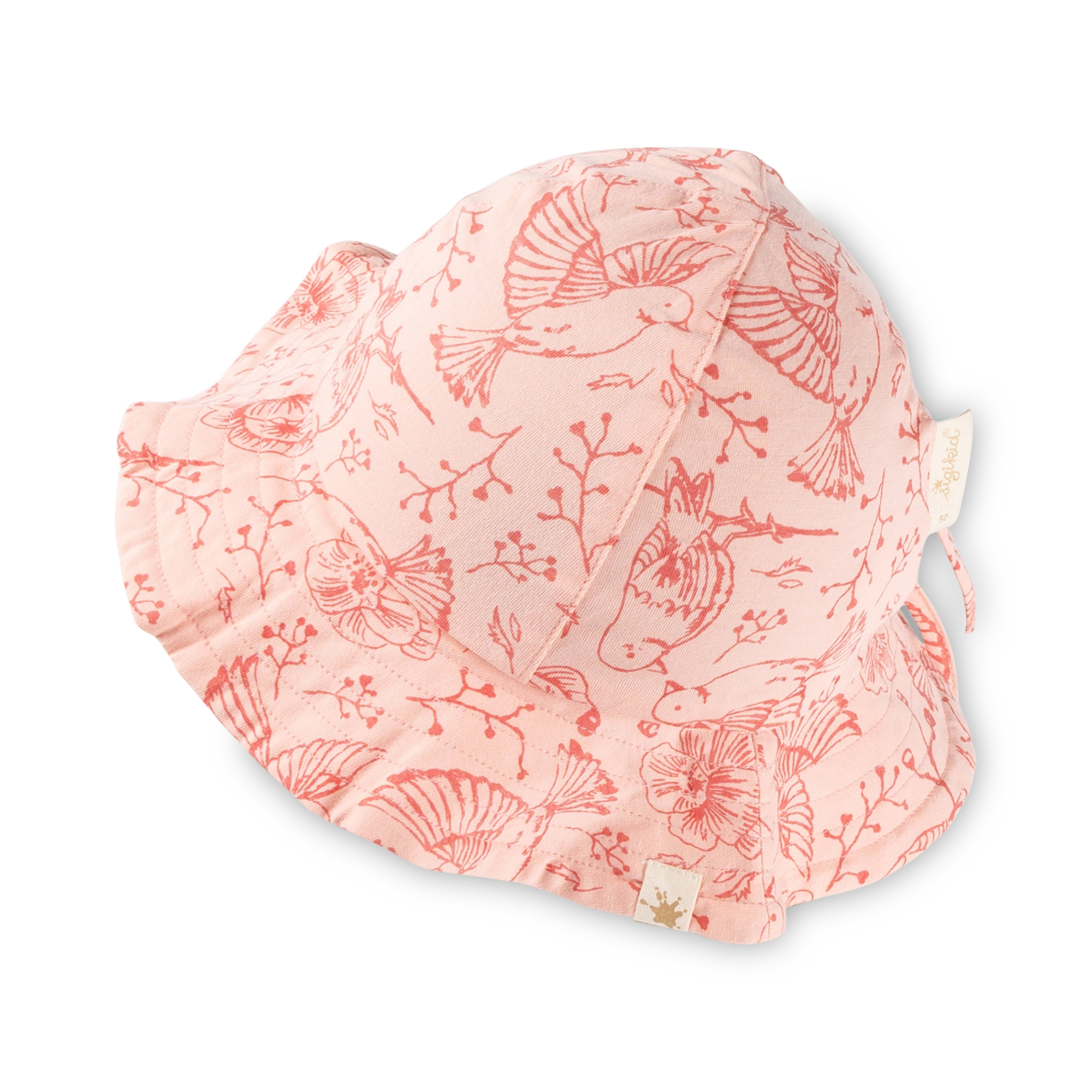 Kinder Sommerhut Vogel Print mit Krempe, rosa