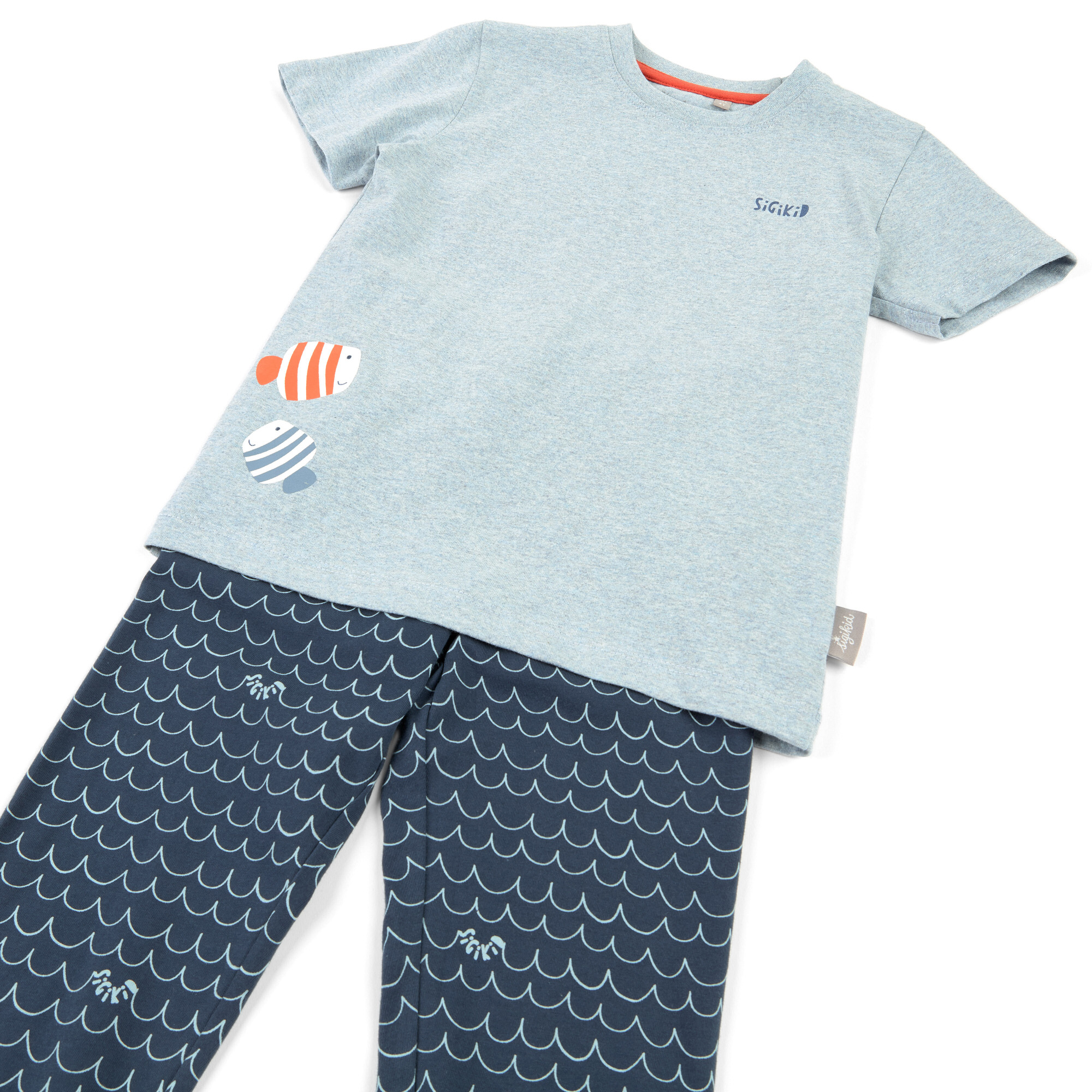 Children's two-piece pajamas waves, blue