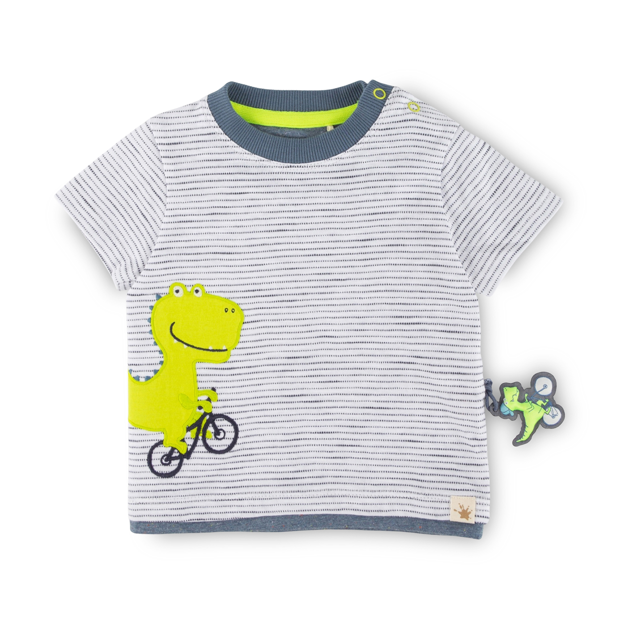 Baby T-Shirt Fahrrad Dino, weiß meliert Baby T-Shirt Fahrrad Dino, weiß meliert