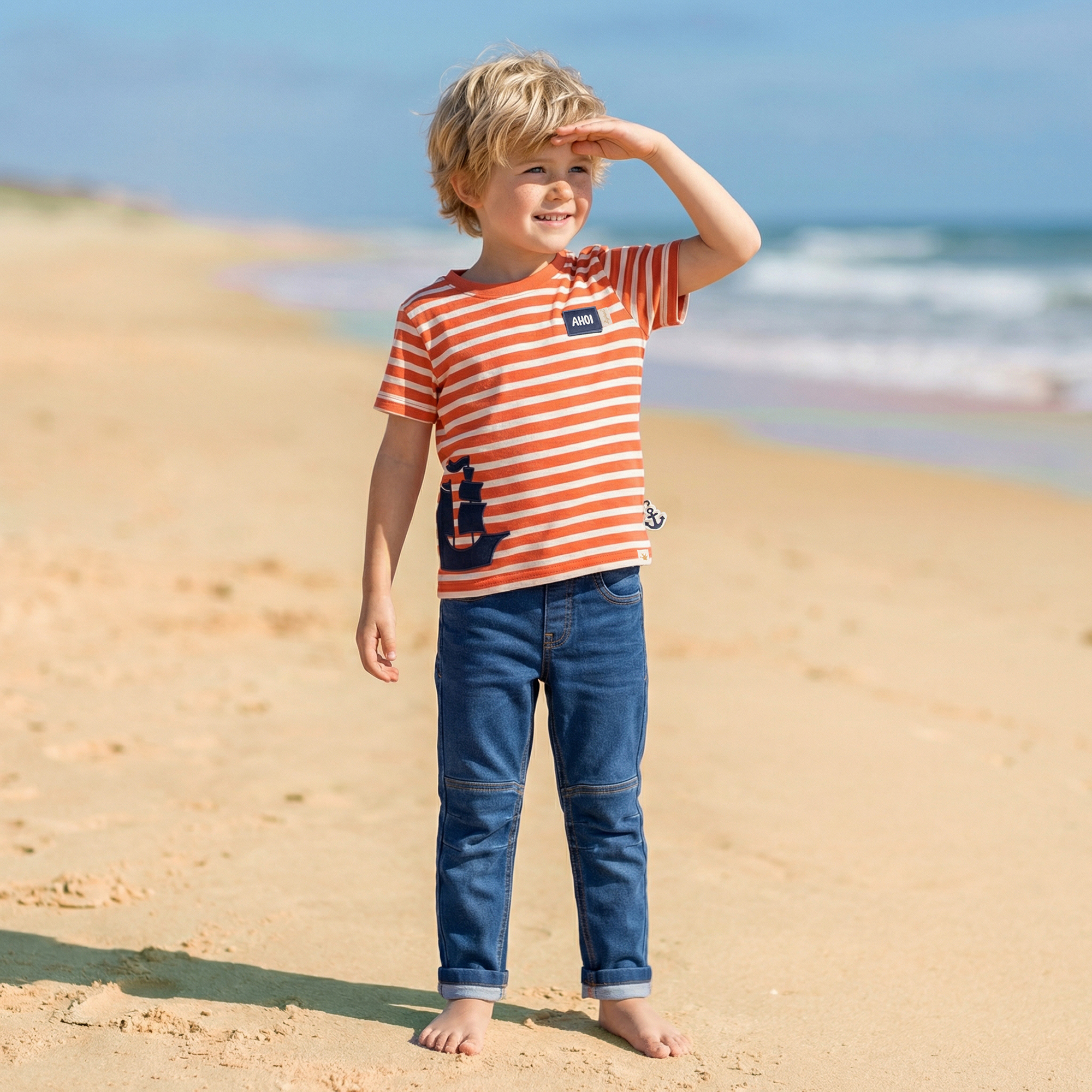 Lässige Kinderjeans mit Dehnbund und Bändchen
