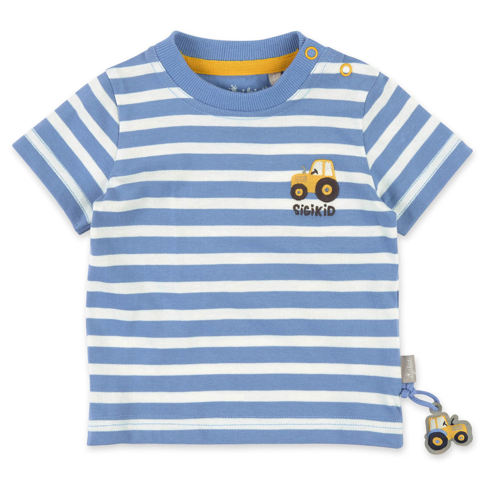 Baby Ringel T-Shirt Traktor, blau-weiß
