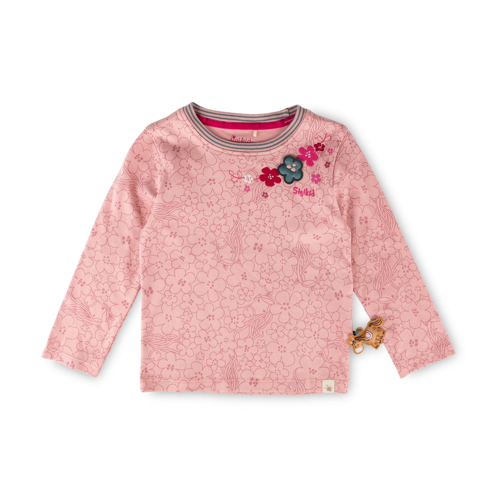 Kinder Langarmshirt Pony Love, rosa Blumenprint