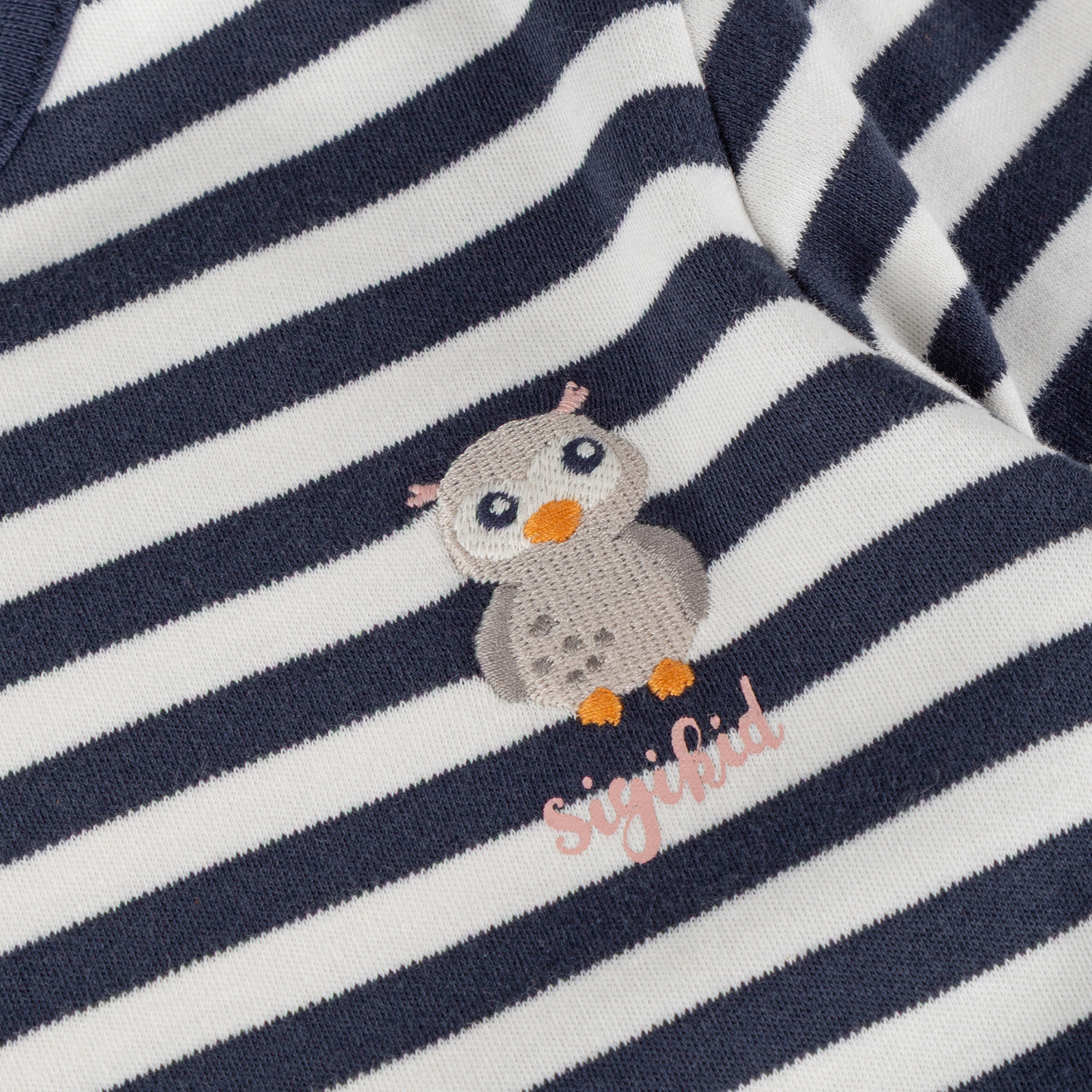 Kinder Kleid Eule Curious Owl, blau-weiß geringelt