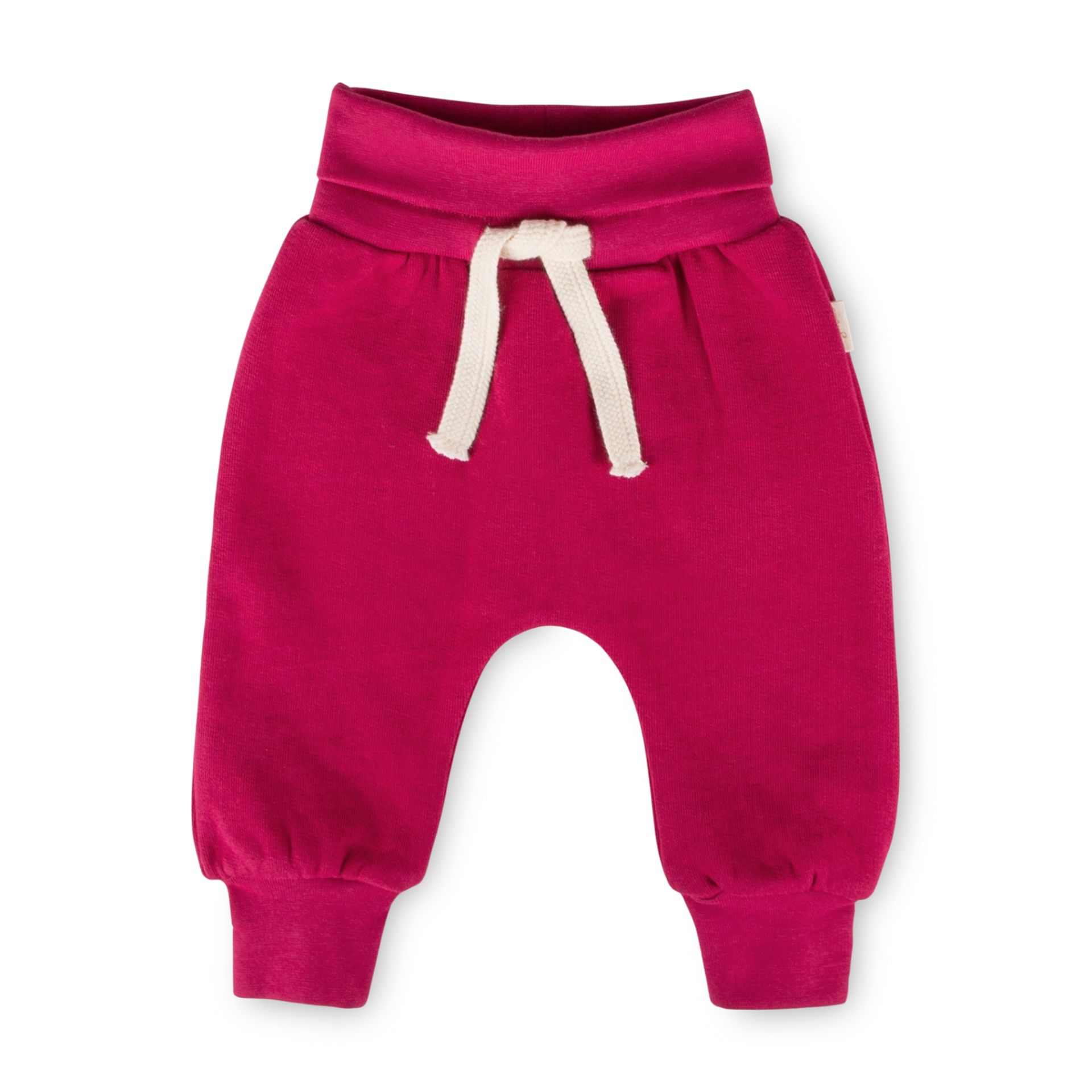Baby sweat pants foldover waistband, dark pink