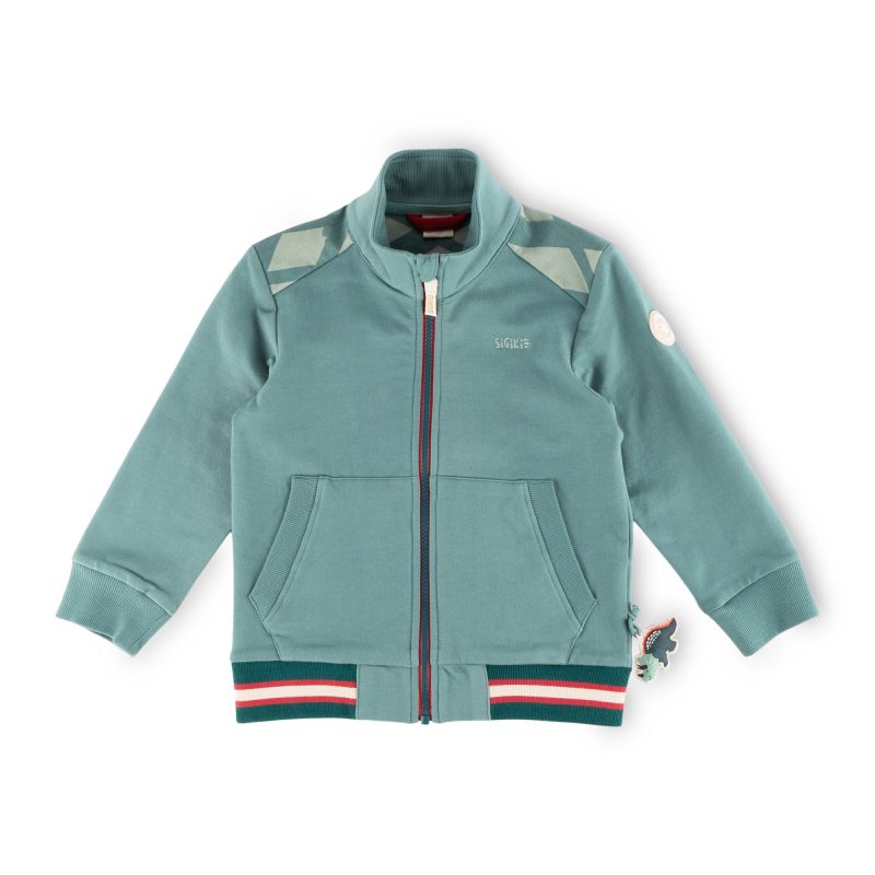 Sigikid Kinder Sweatjacke mit Dino Motiv, grün