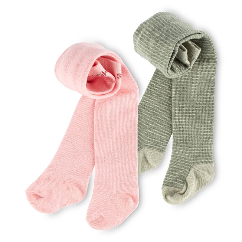 Sigikid Baby Strumpfhosen 2er-Set, rosa und grün