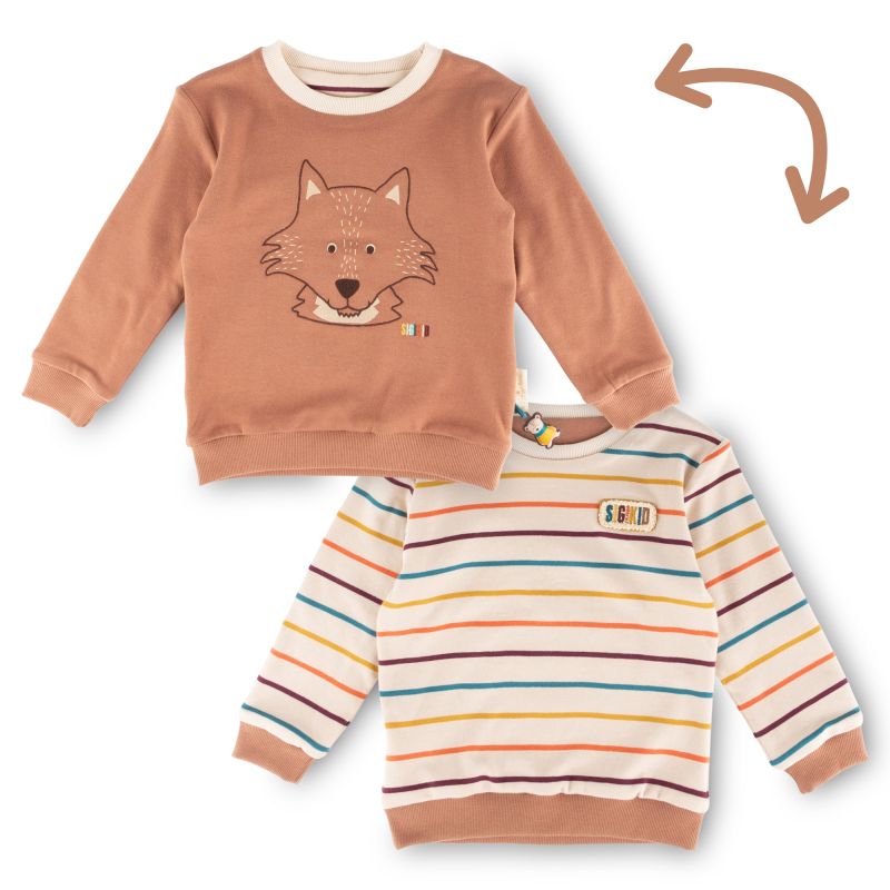 Sigikid Kinder Wendeshirt Fuchs, bunt gestreift oder braun