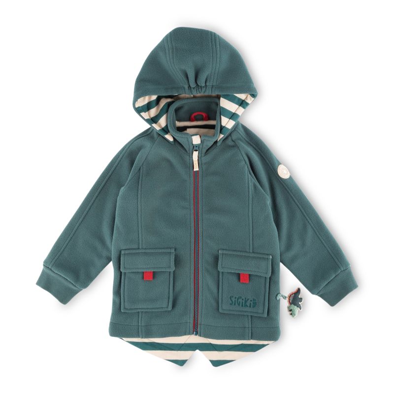 Sigikid Kinder Fleecejacke mit Kapuze Dino World, grün