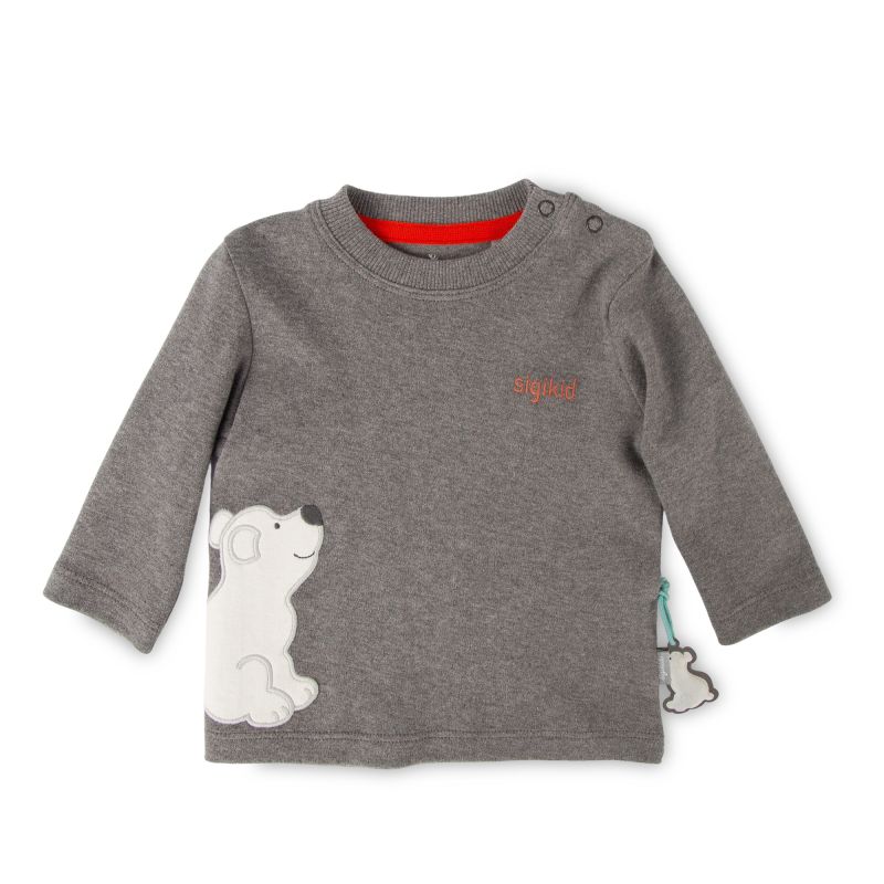 Sigikid Baby Langarmshirt mit Eisbär Motiv, graumeliert